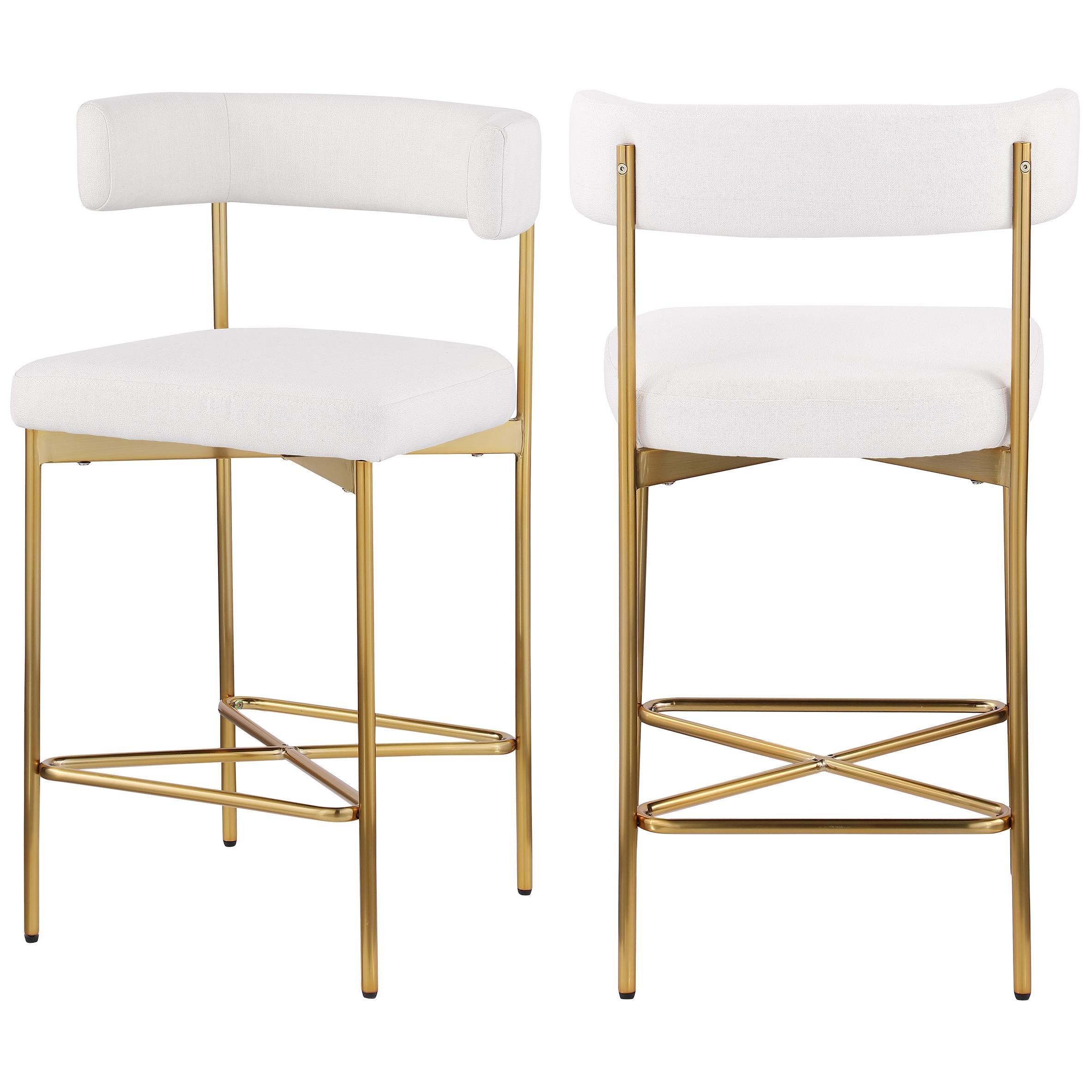 Meridian Rivage Cream Durable Linen Textured Fabric Stool