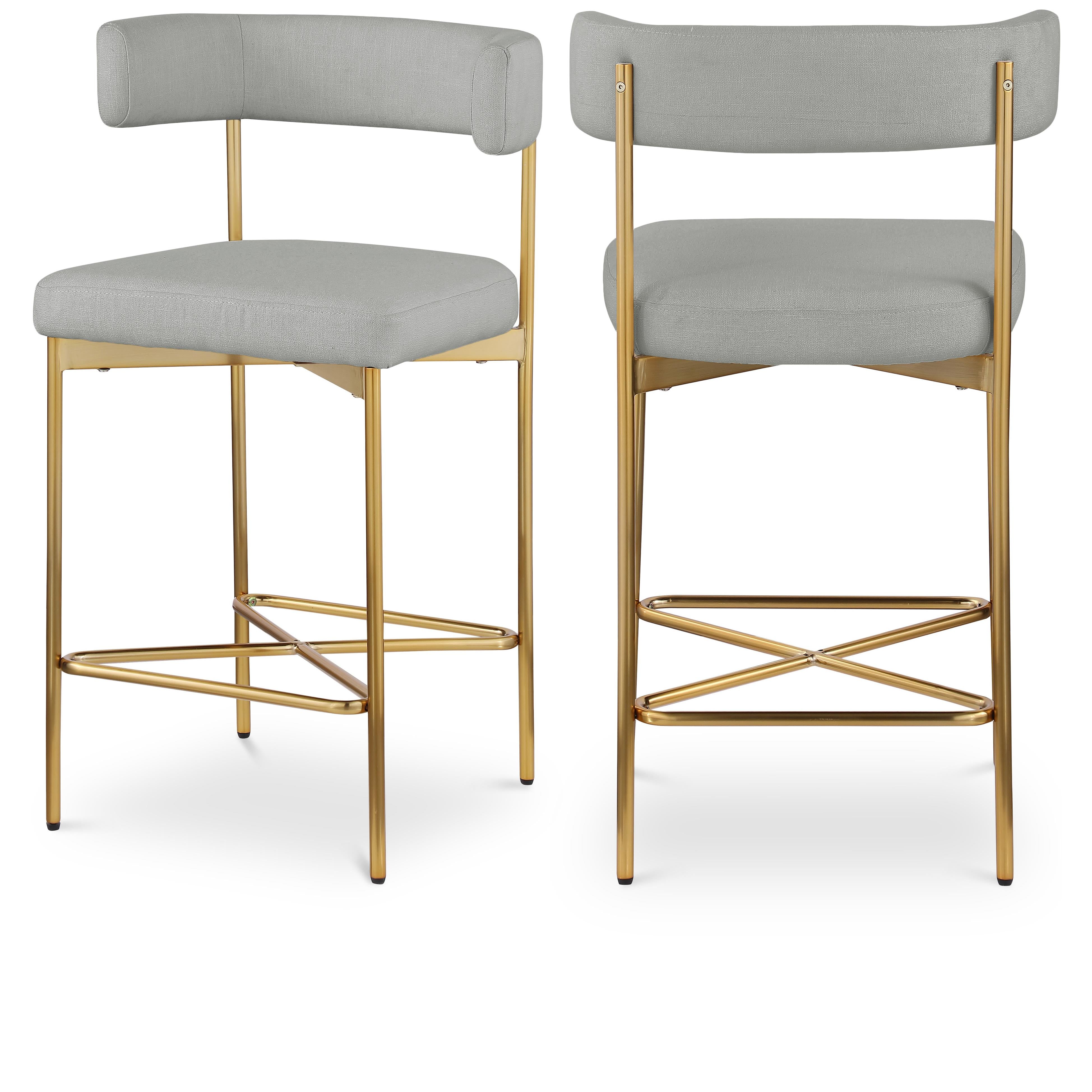 Meridian Rivage Light Grey Durable Linen Textured Fabric Stool