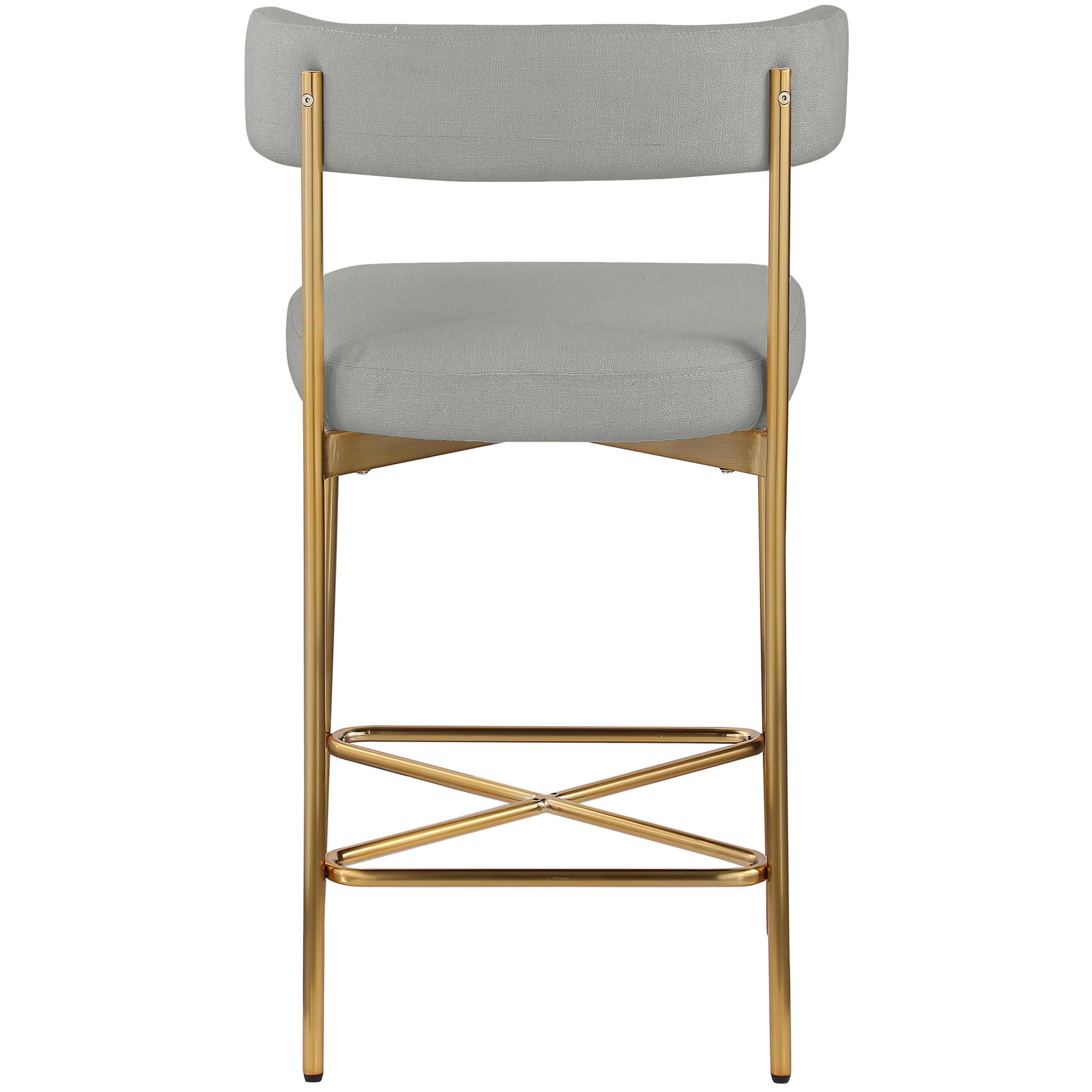 Meridian Rivage Light Grey Durable Linen Textured Fabric Stool