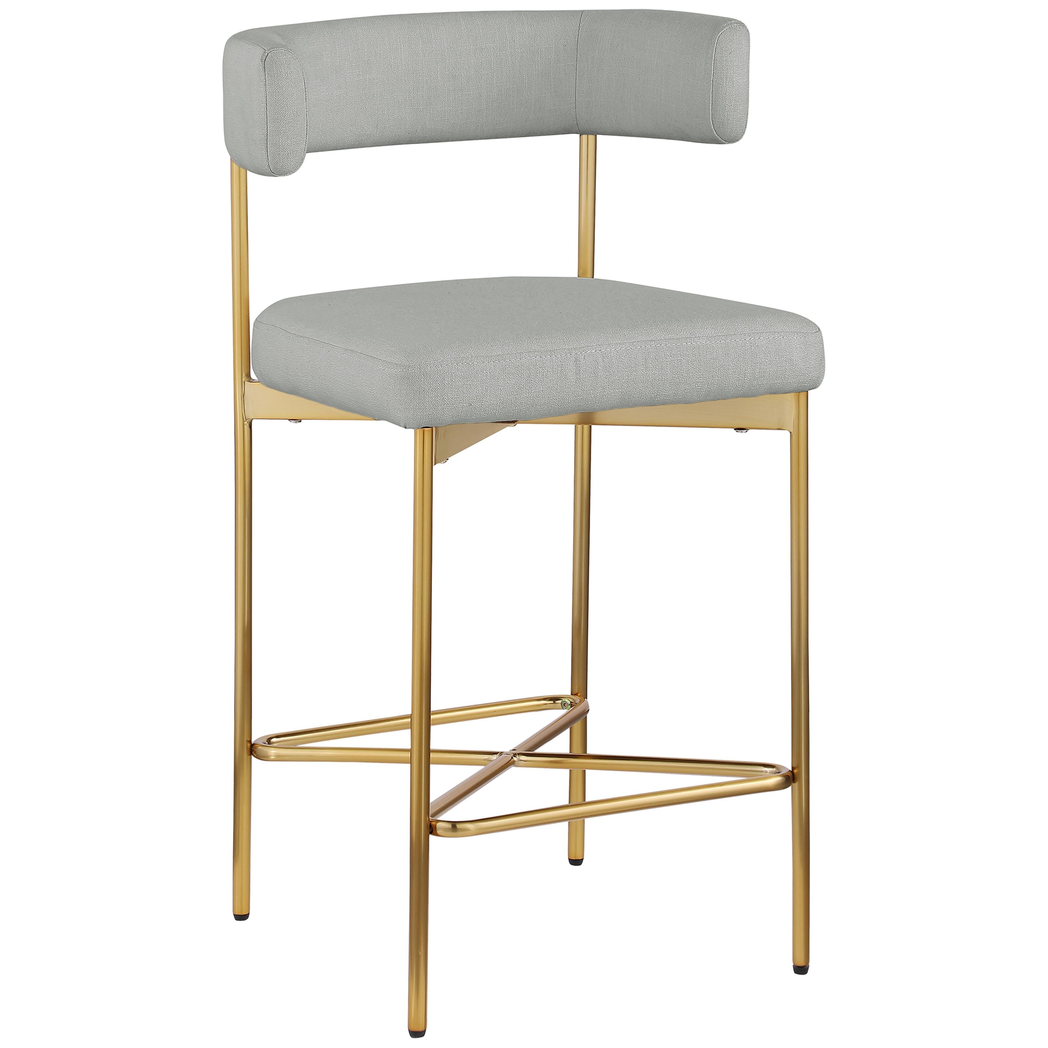 Meridian Rivage Light Grey Durable Linen Textured Fabric Stool