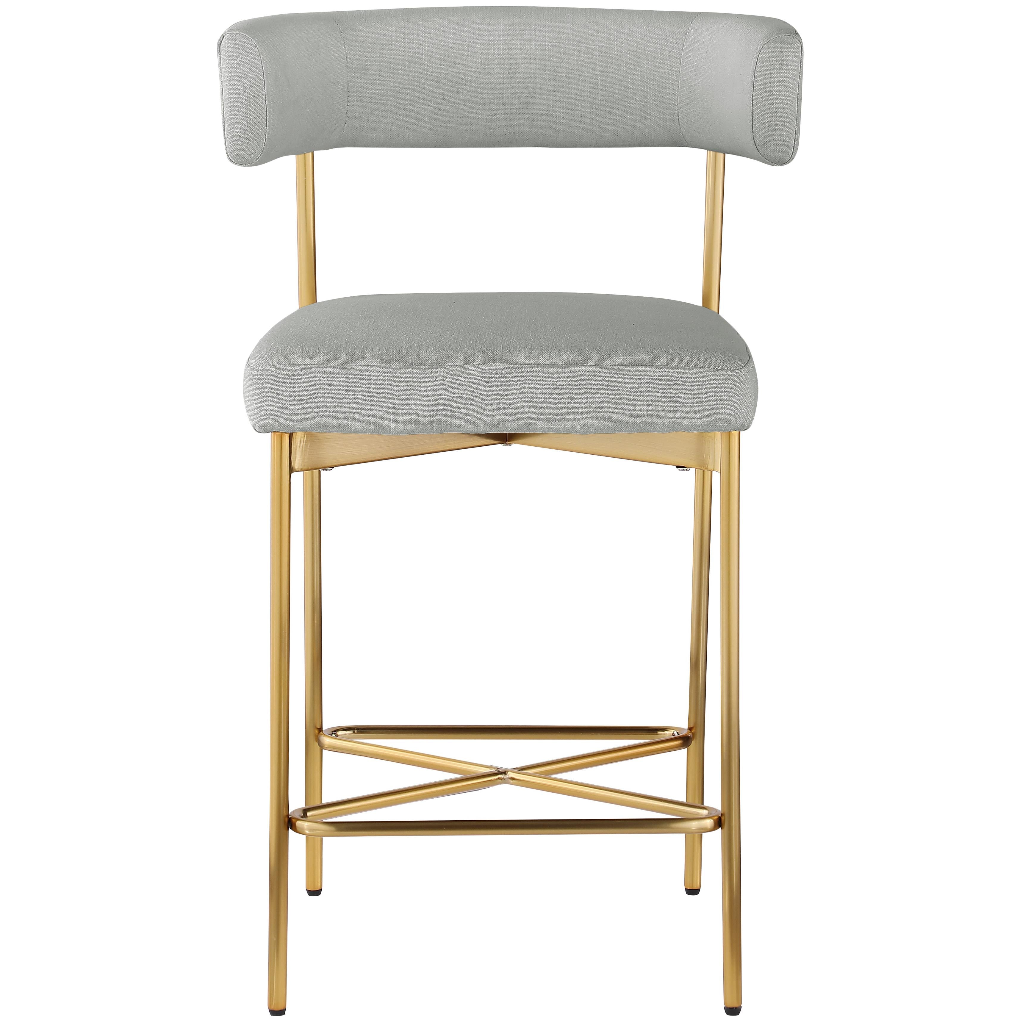 Meridian Rivage Light Grey Durable Linen Textured Fabric Stool