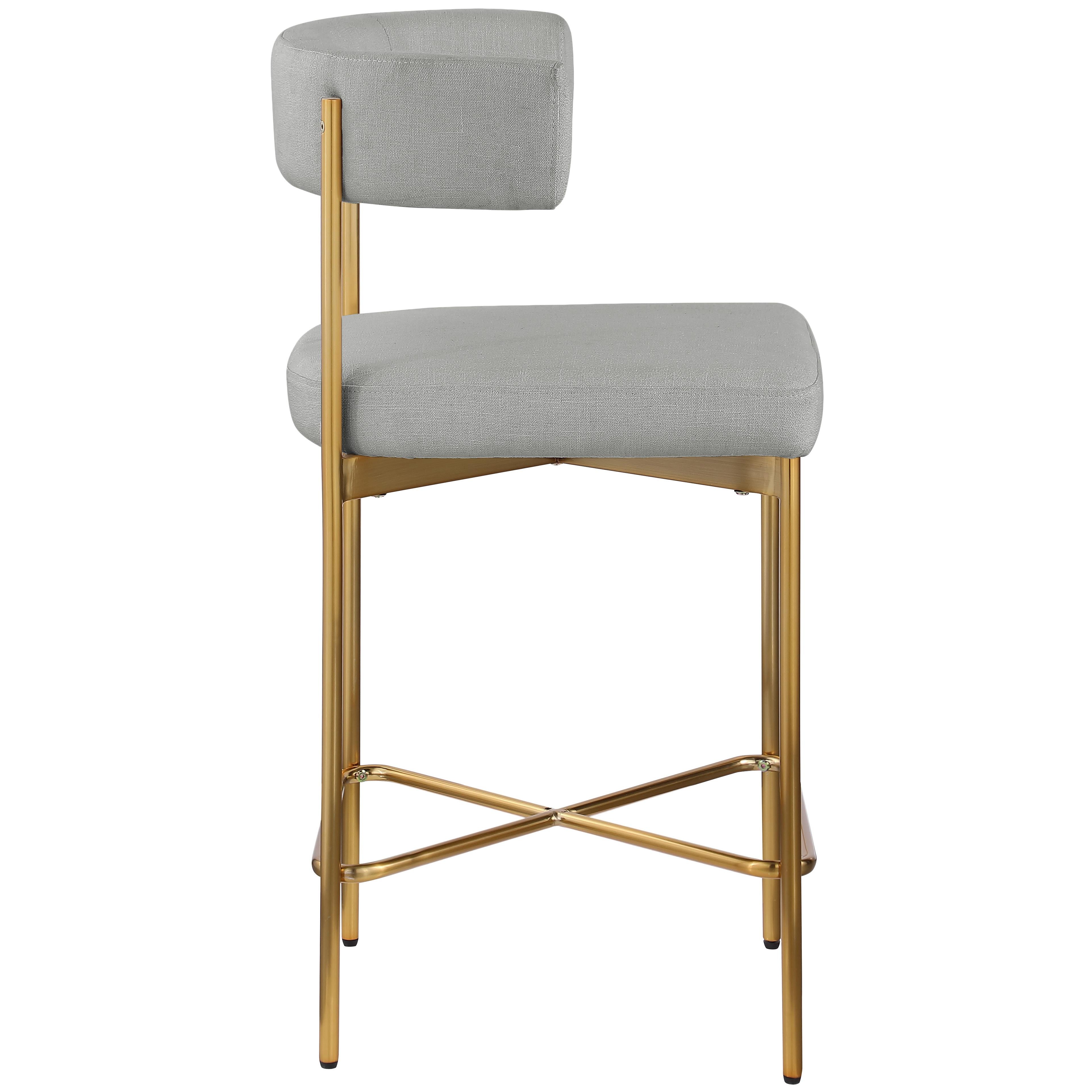 Meridian Rivage Light Grey Durable Linen Textured Fabric Stool