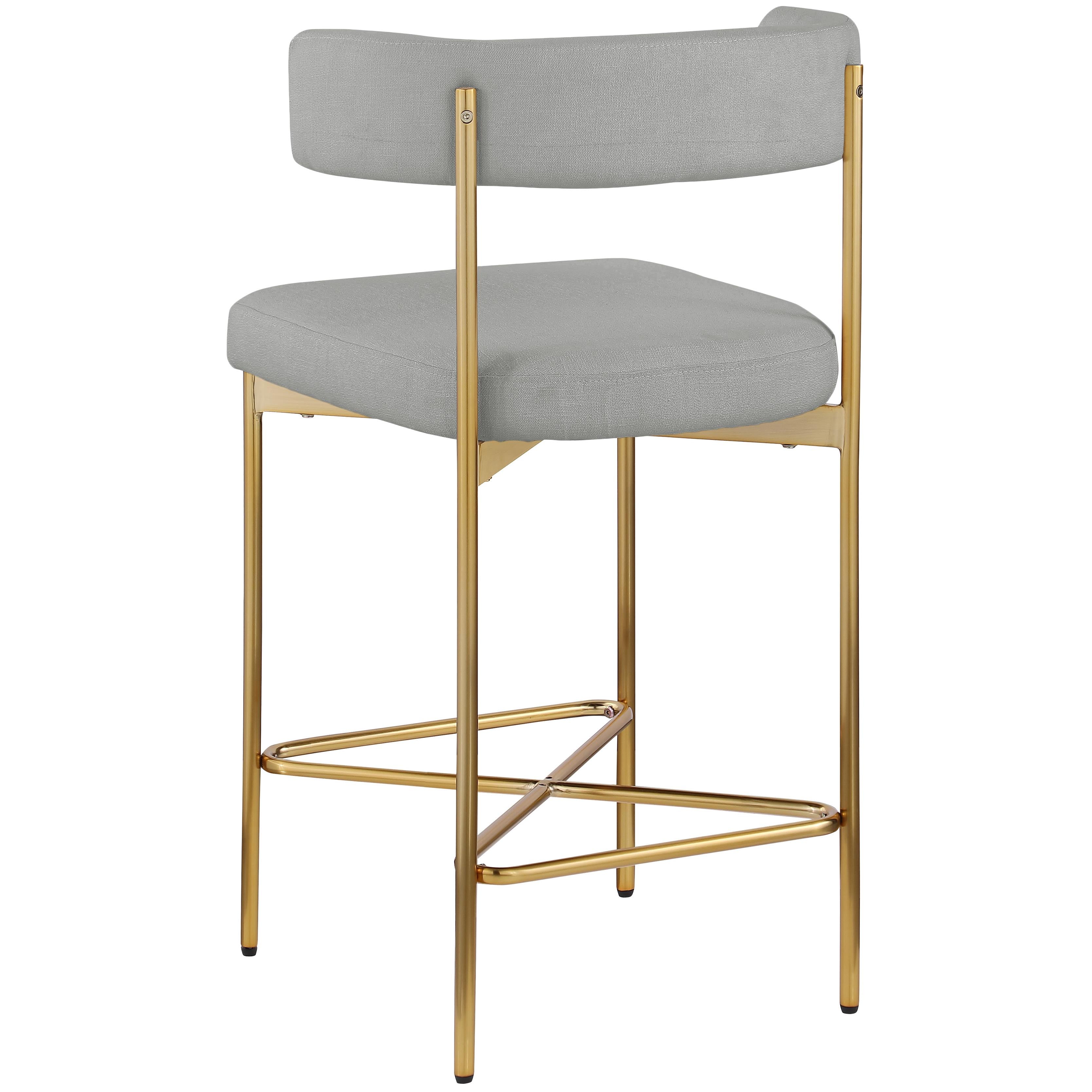 Meridian Rivage Light Grey Durable Linen Textured Fabric Stool