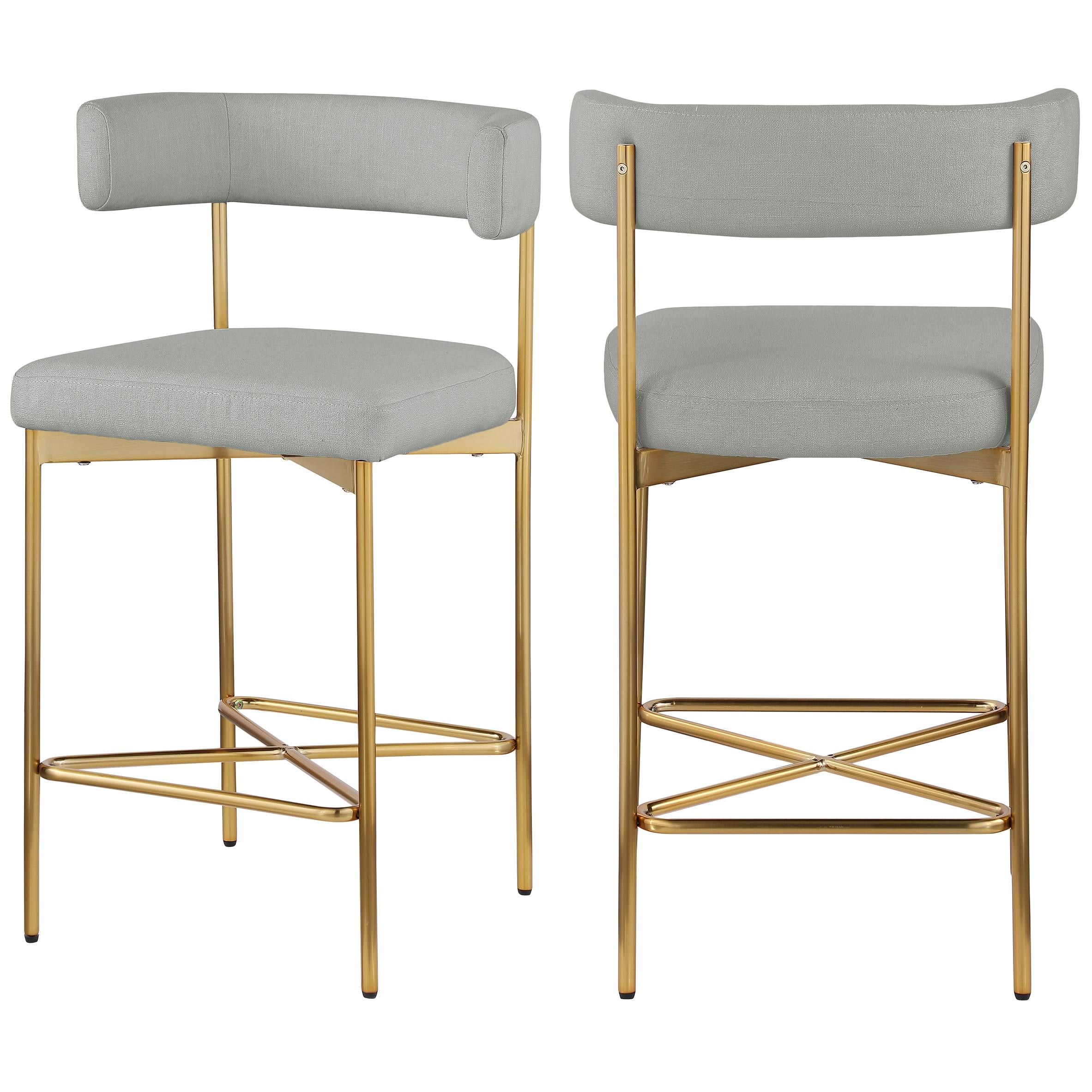 Meridian Rivage Light Grey Durable Linen Textured Fabric Stool