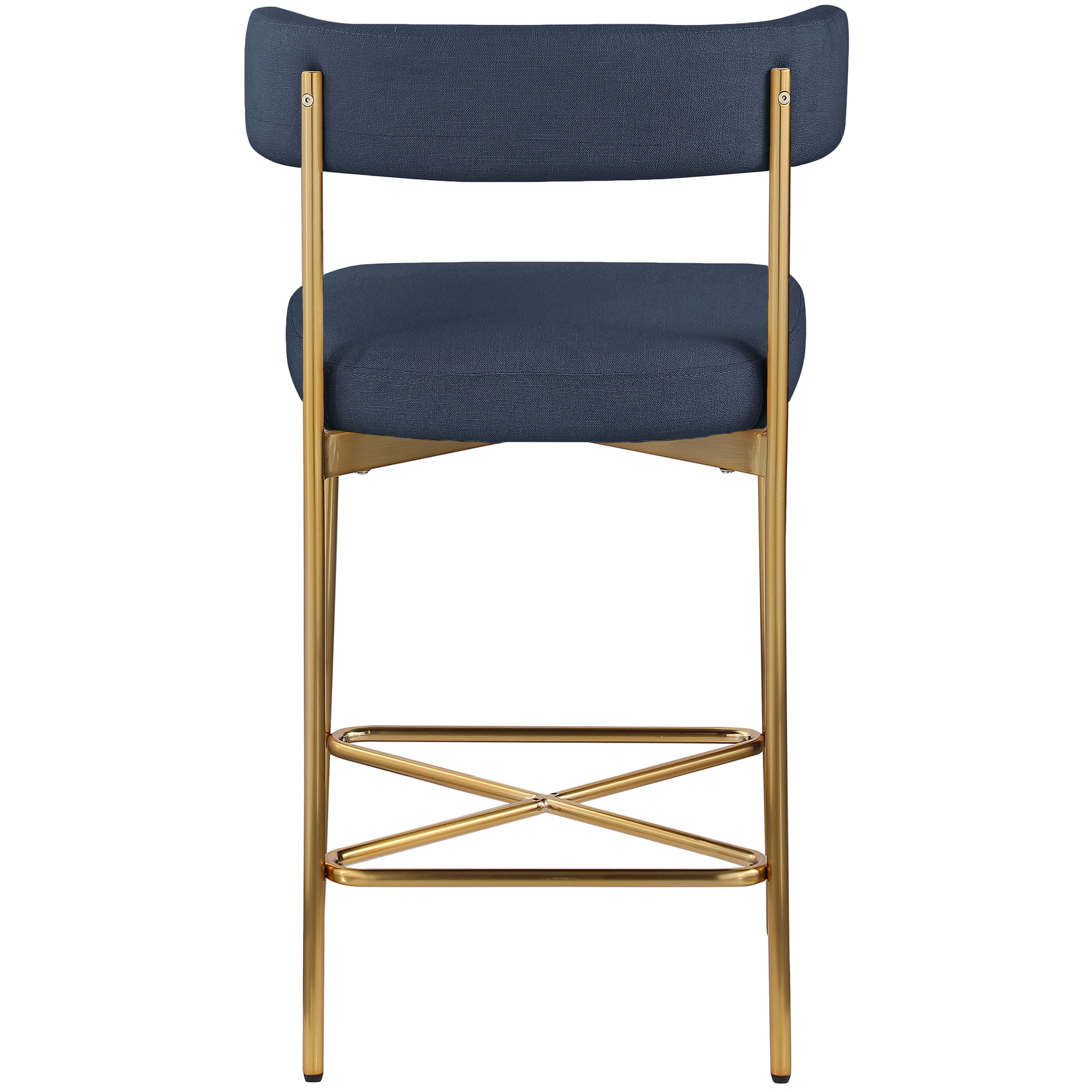 Meridian Rivage Deep Navy Durable Linen Textured Fabric Stool