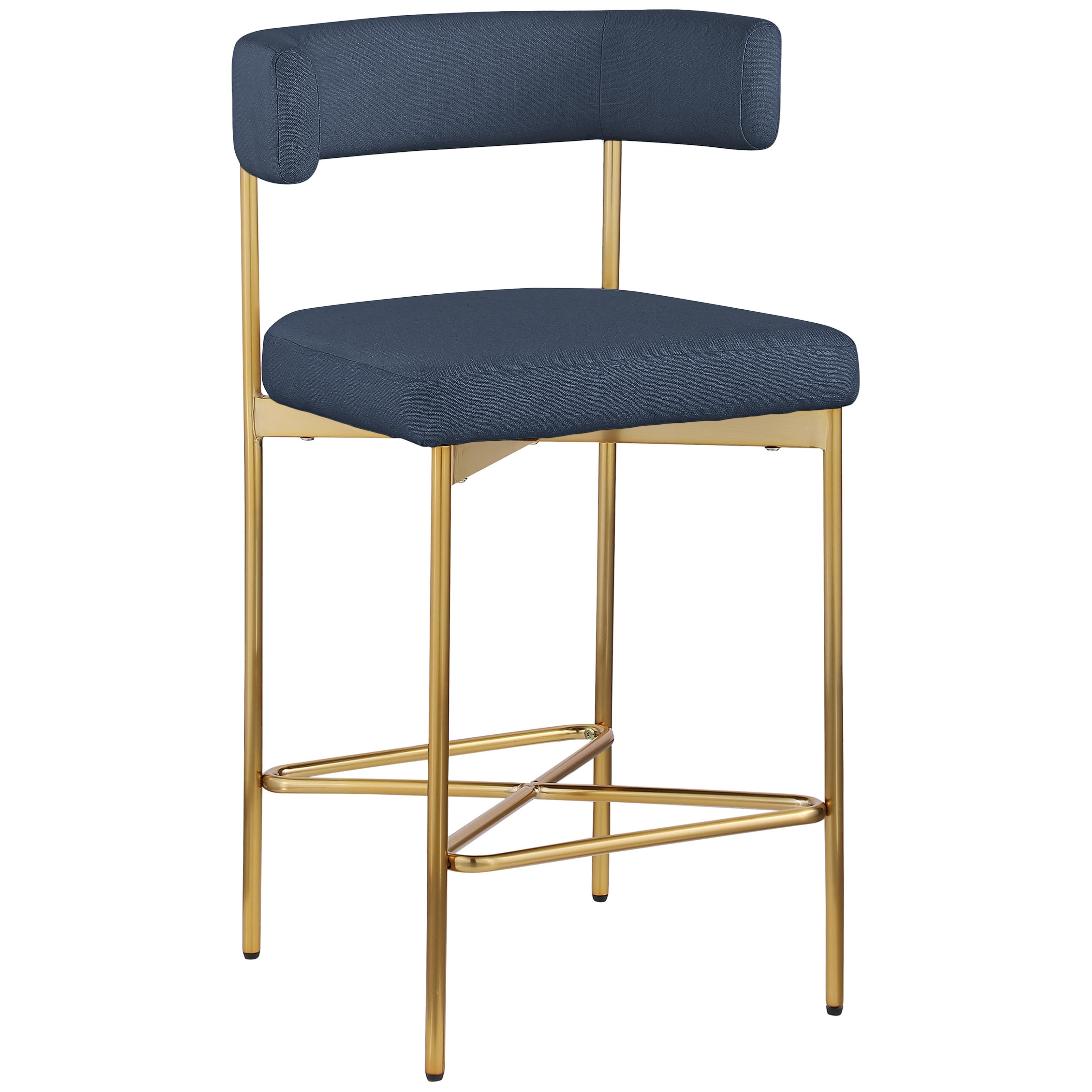 Meridian Rivage Deep Navy Durable Linen Textured Fabric Stool