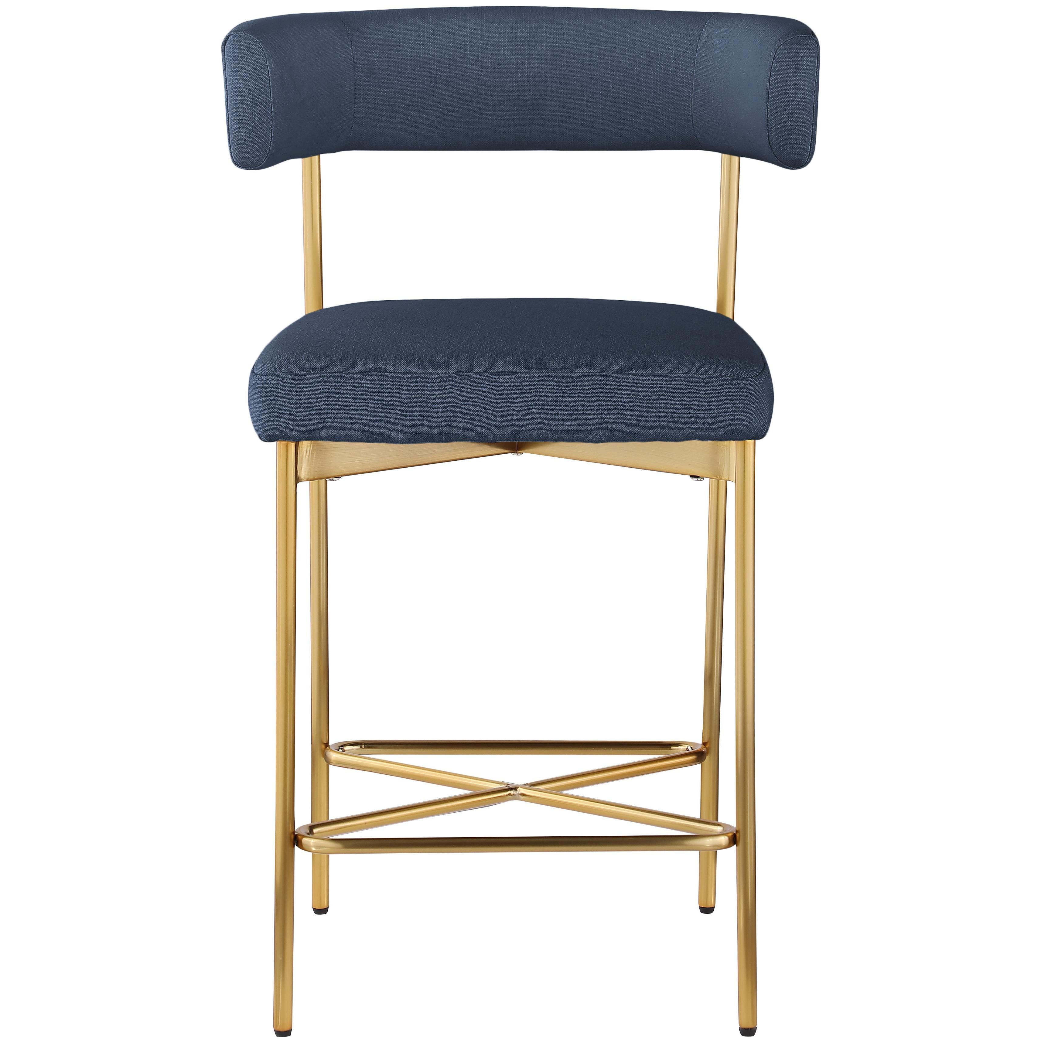 Meridian Rivage Deep Navy Durable Linen Textured Fabric Stool