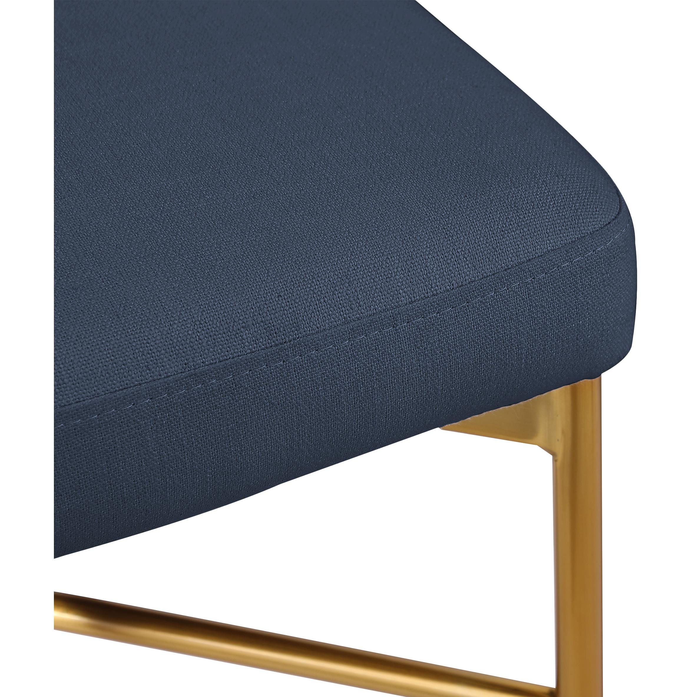 Meridian Rivage Deep Navy Durable Linen Textured Fabric Stool
