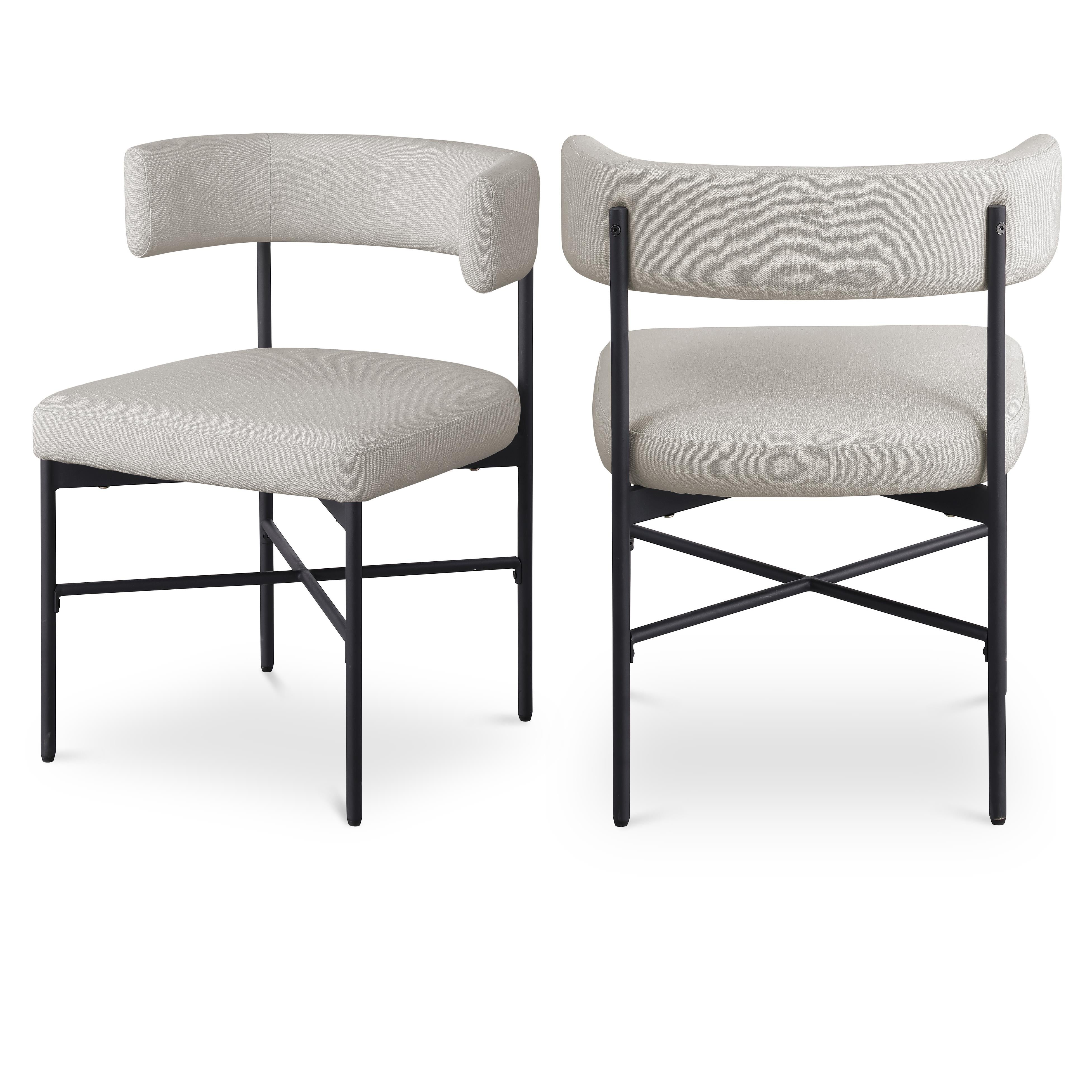 Meridian Rivage Beige Durable Linen Textured Fabric Dining Chair