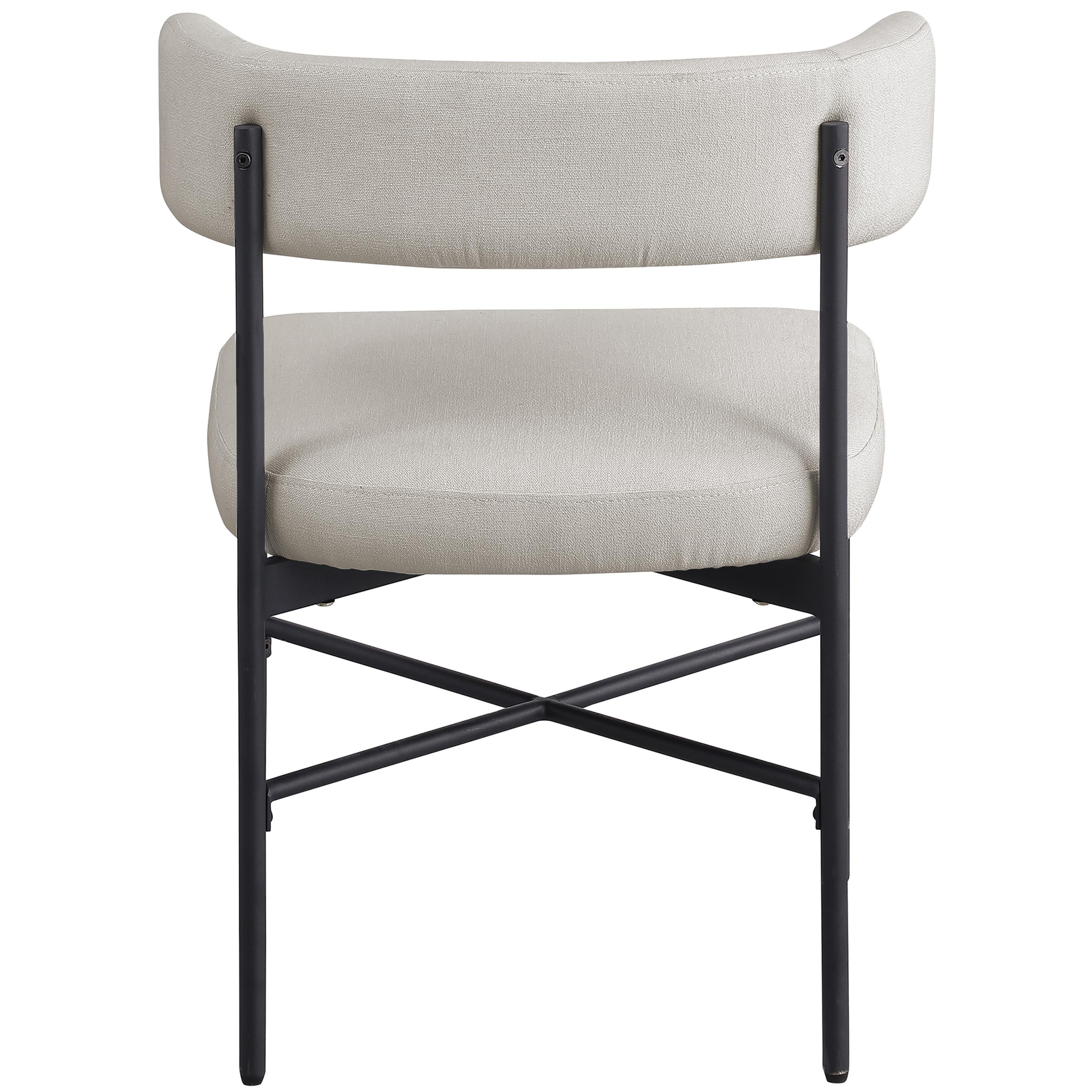 Meridian Rivage Beige Durable Linen Textured Fabric Dining Chair