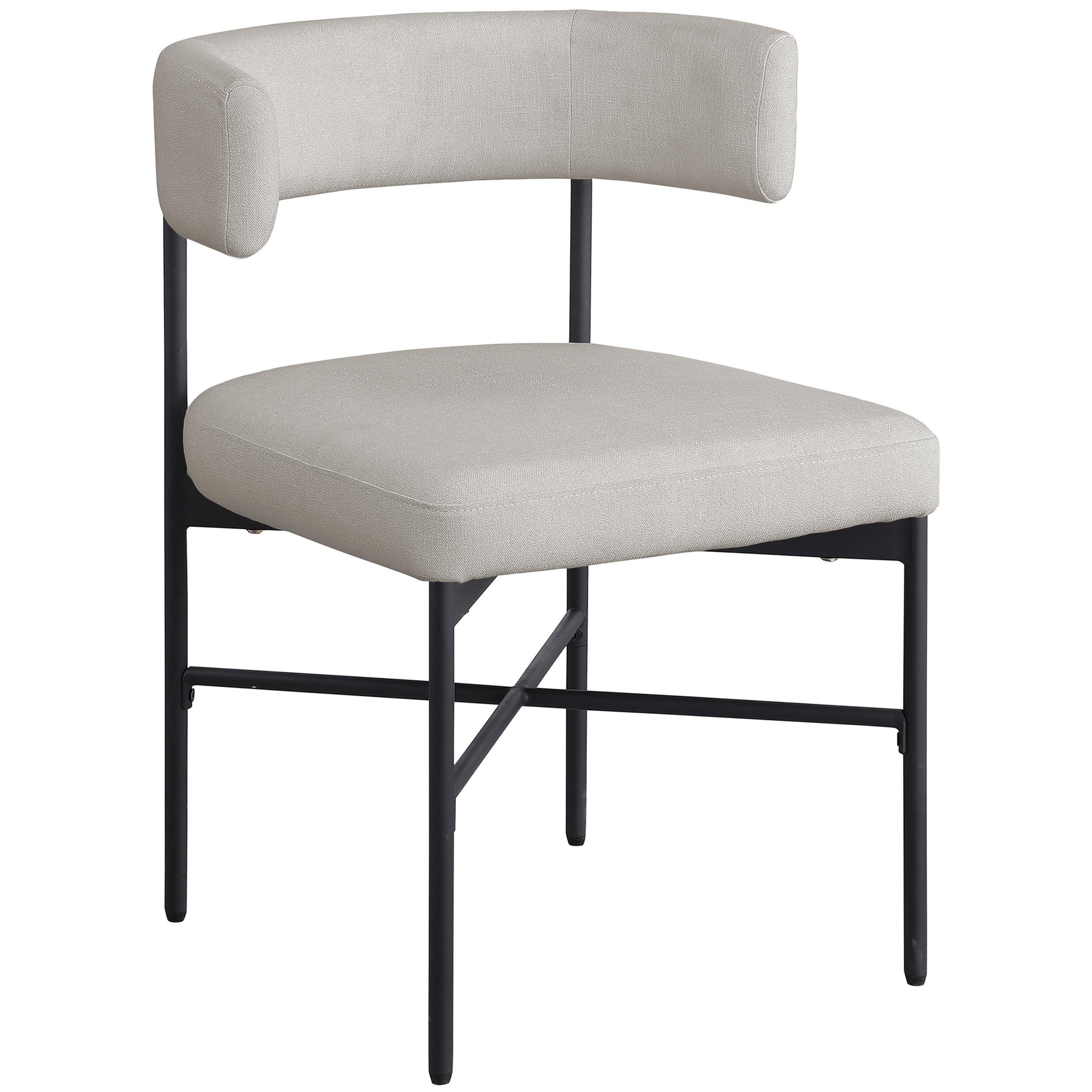 Meridian Rivage Beige Durable Linen Textured Fabric Dining Chair