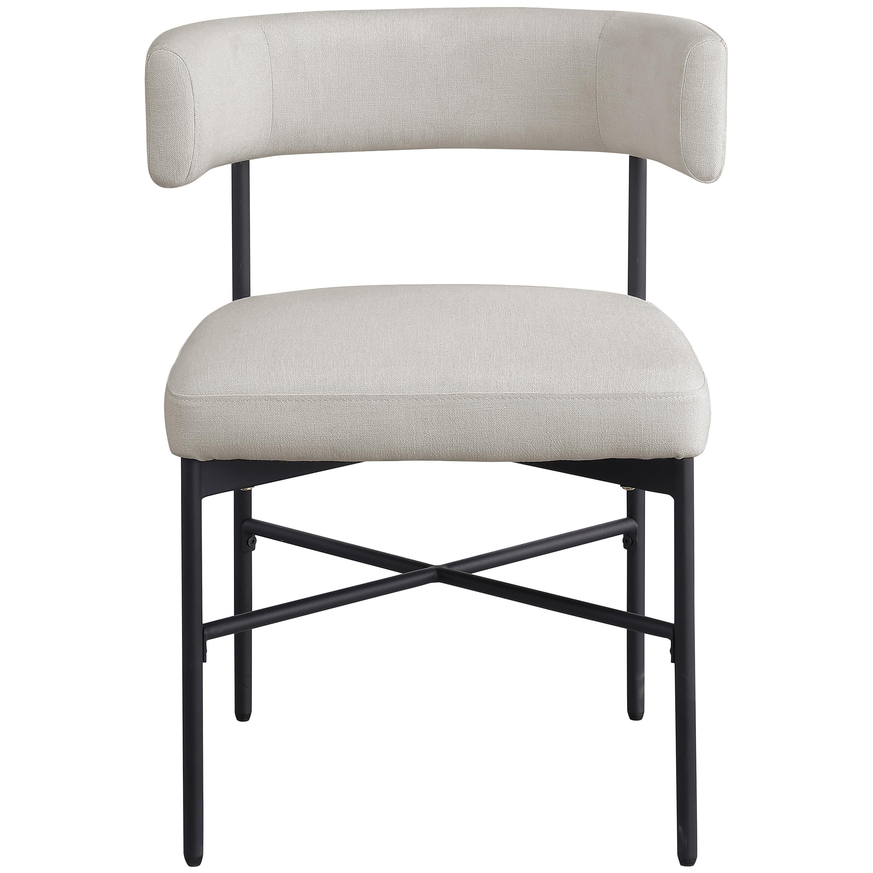 Meridian Rivage Beige Durable Linen Textured Fabric Dining Chair