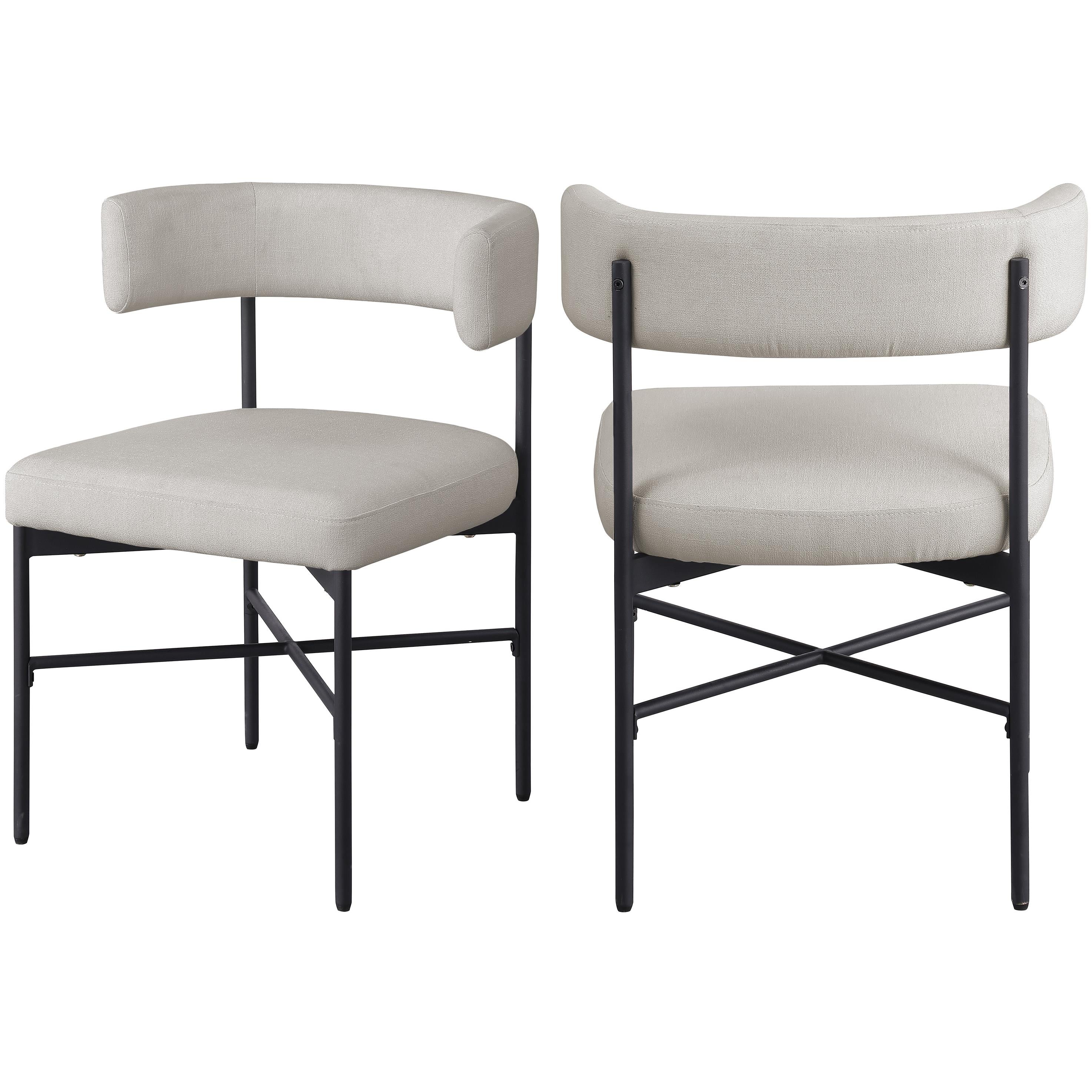 Meridian Rivage Beige Durable Linen Textured Fabric Dining Chair