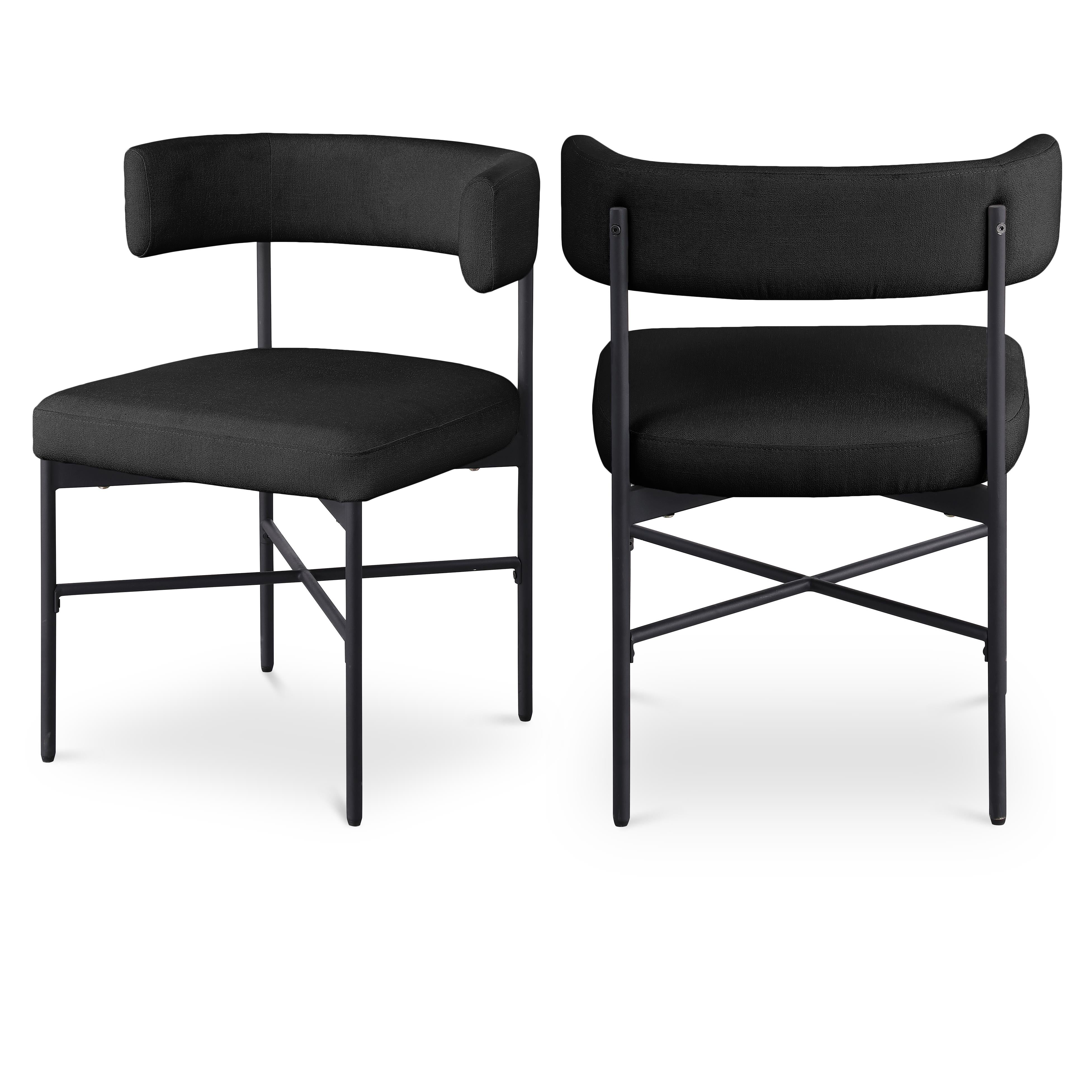Meridian Rivage Black Durable Linen Textured Fabric Dining Chair