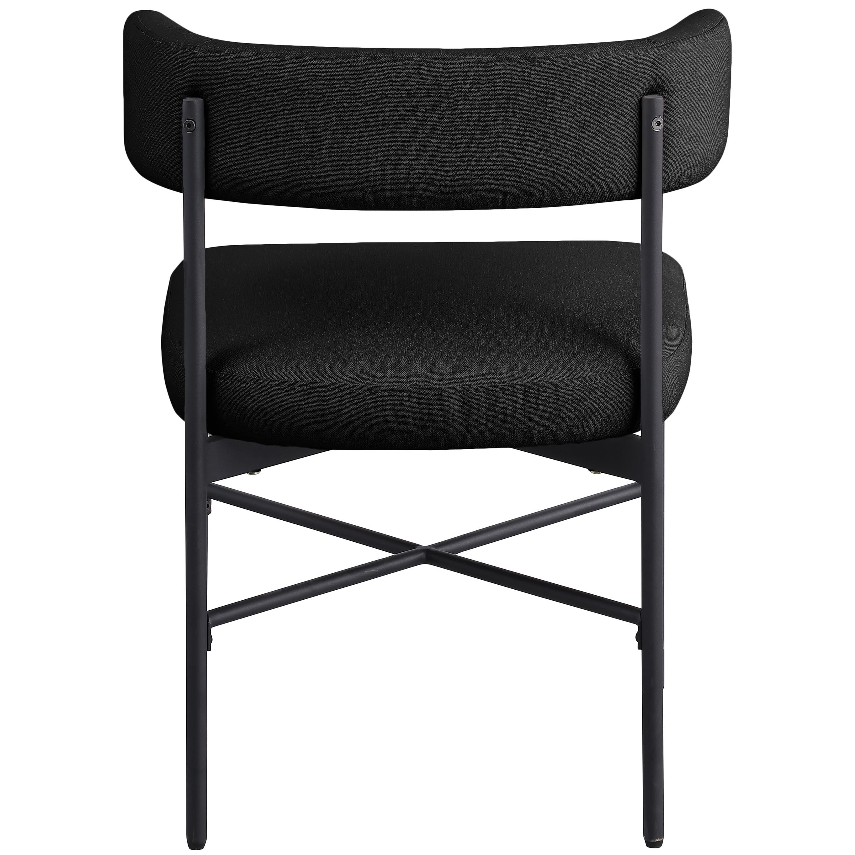 Meridian Rivage Black Durable Linen Textured Fabric Dining Chair