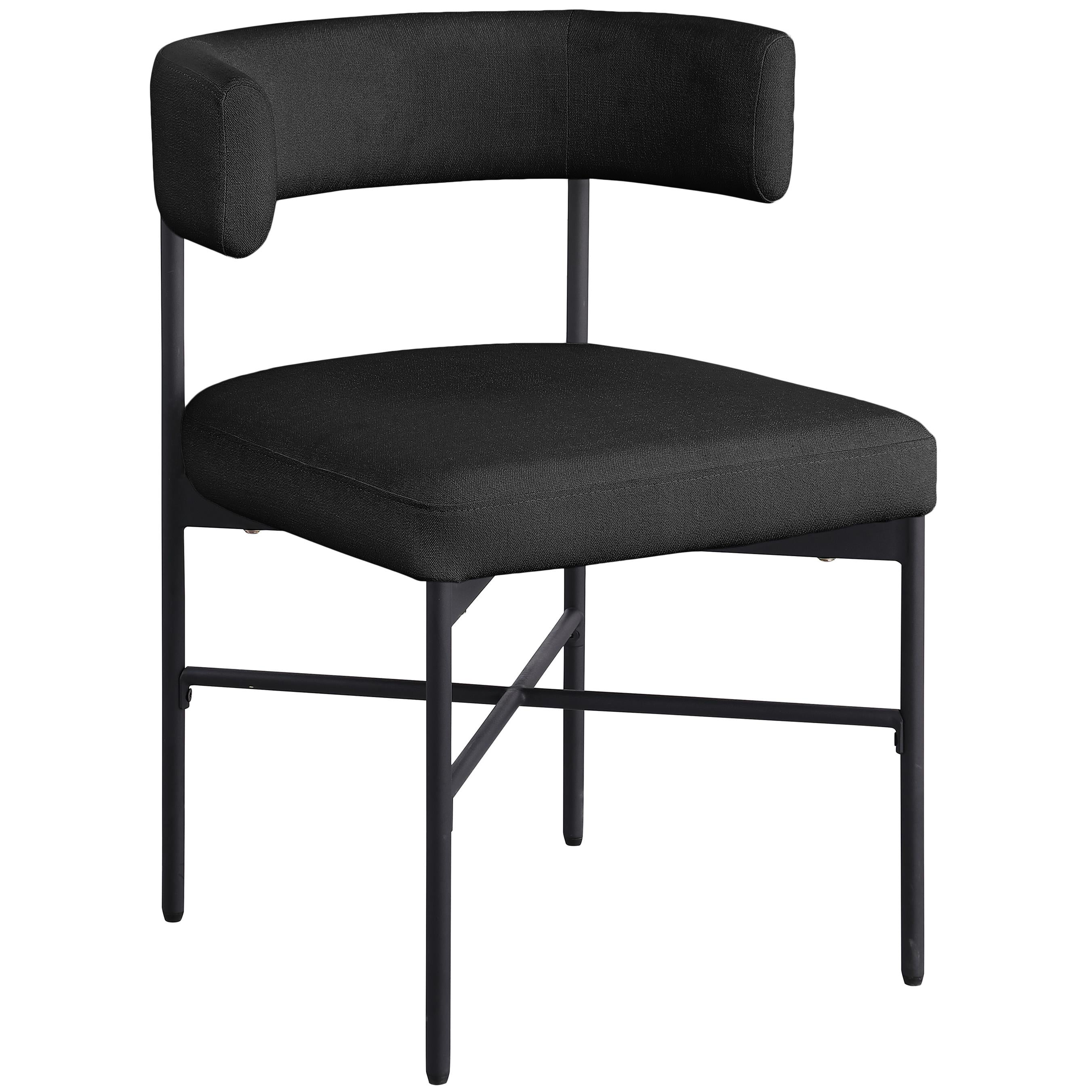 Meridian Rivage Black Durable Linen Textured Fabric Dining Chair