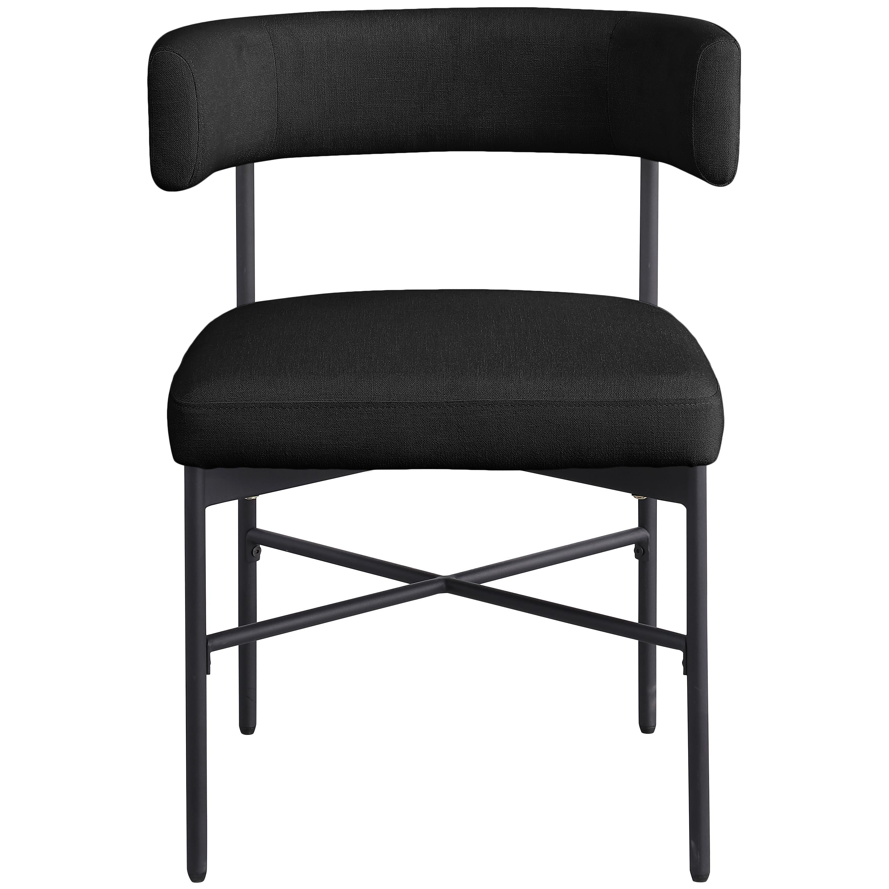 Meridian Rivage Black Durable Linen Textured Fabric Dining Chair