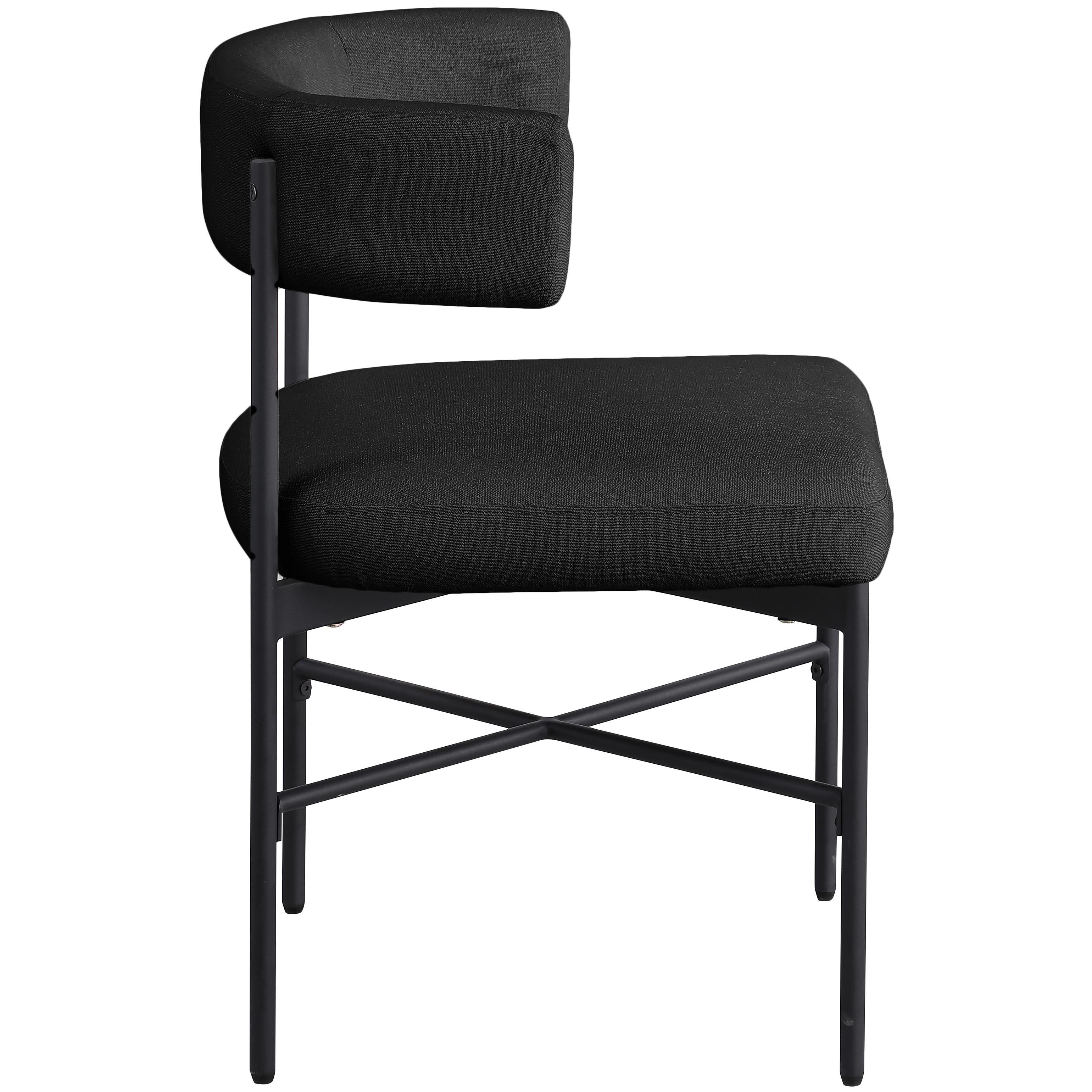 Meridian Rivage Black Durable Linen Textured Fabric Dining Chair