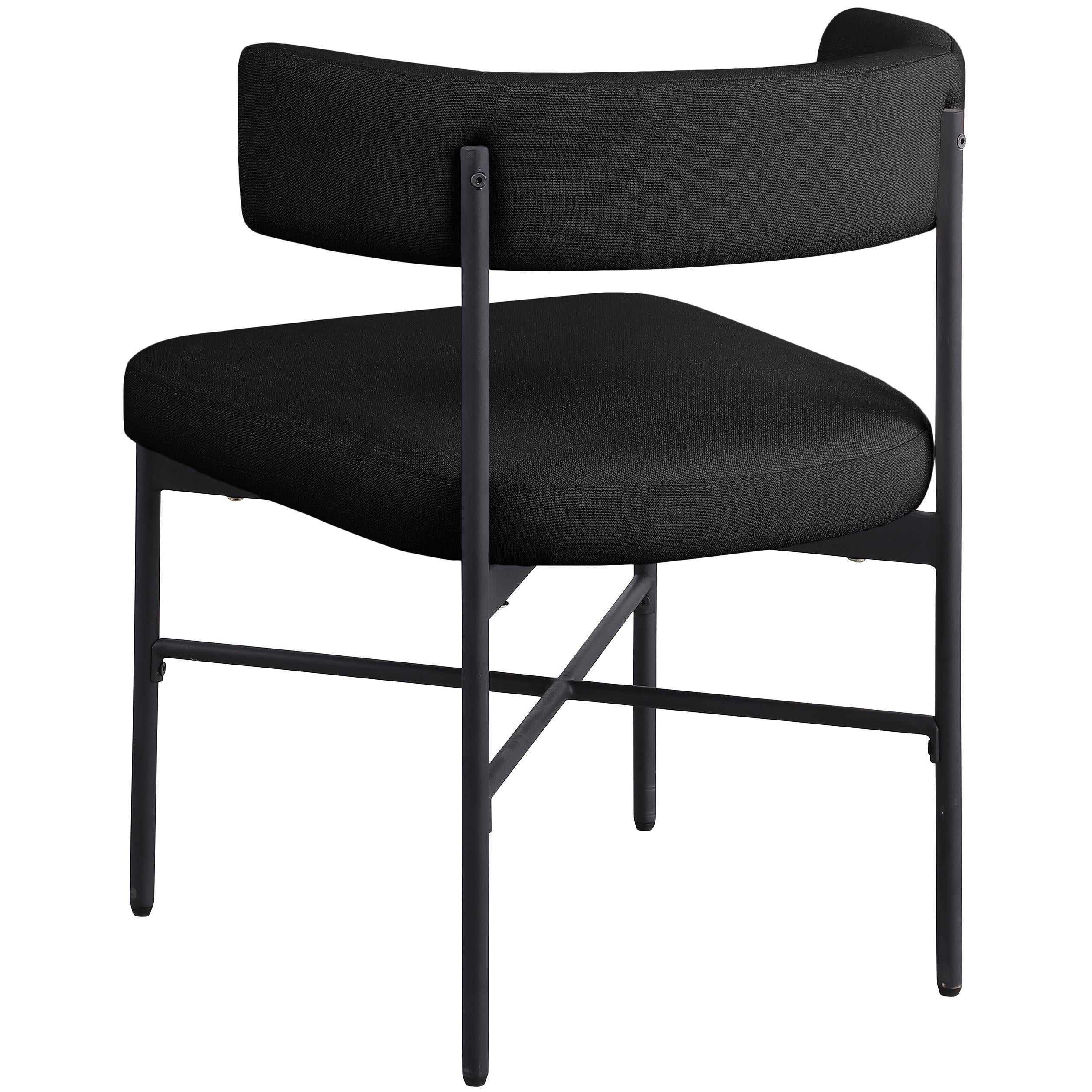 Meridian Rivage Black Durable Linen Textured Fabric Dining Chair