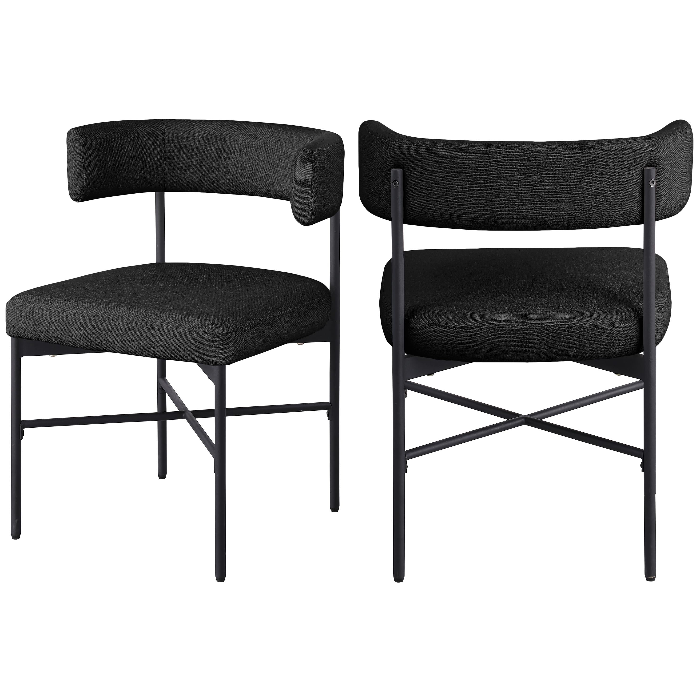 Meridian Rivage Black Durable Linen Textured Fabric Dining Chair