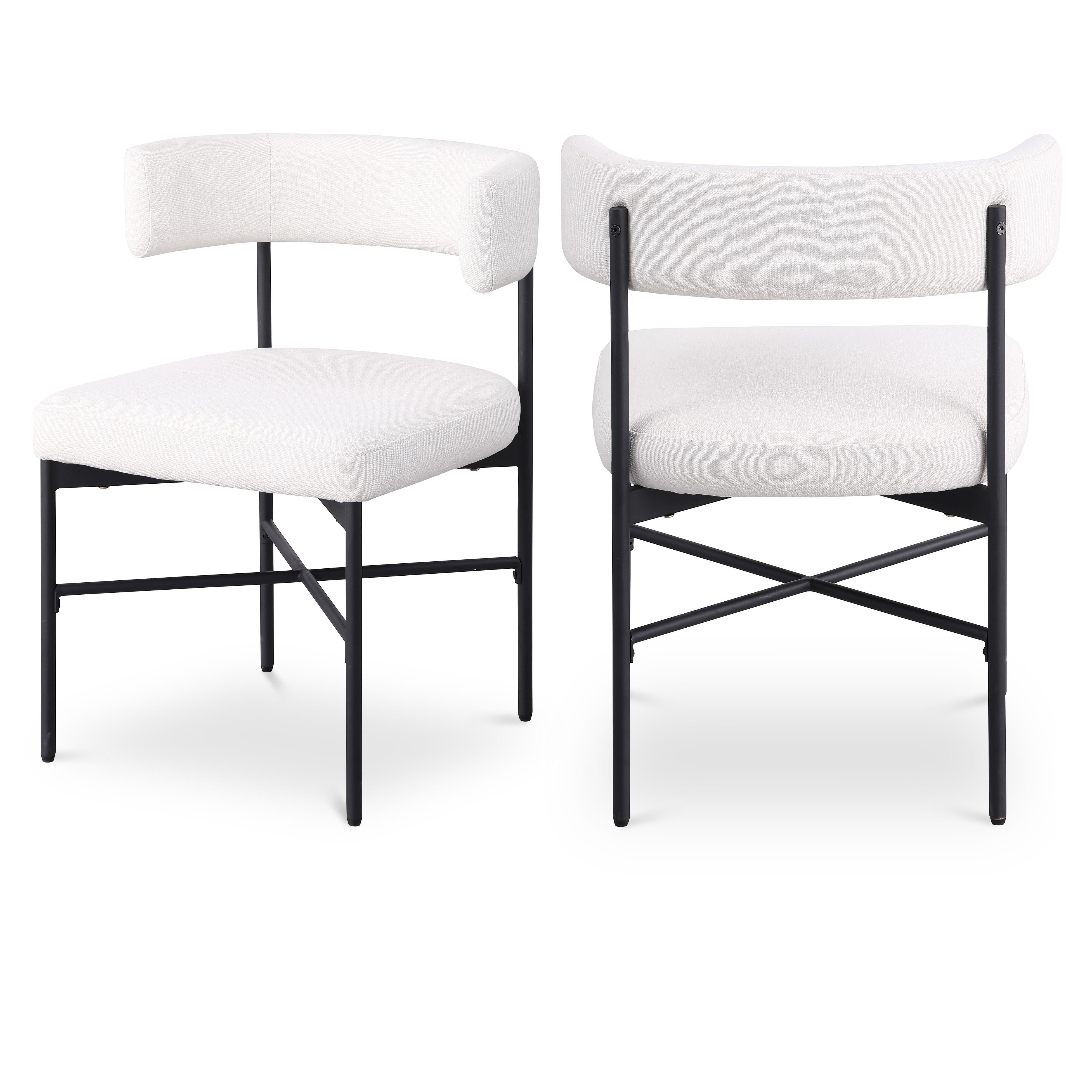 Meridian Rivage Cream Durable Linen Textured Fabric Dining Chair
