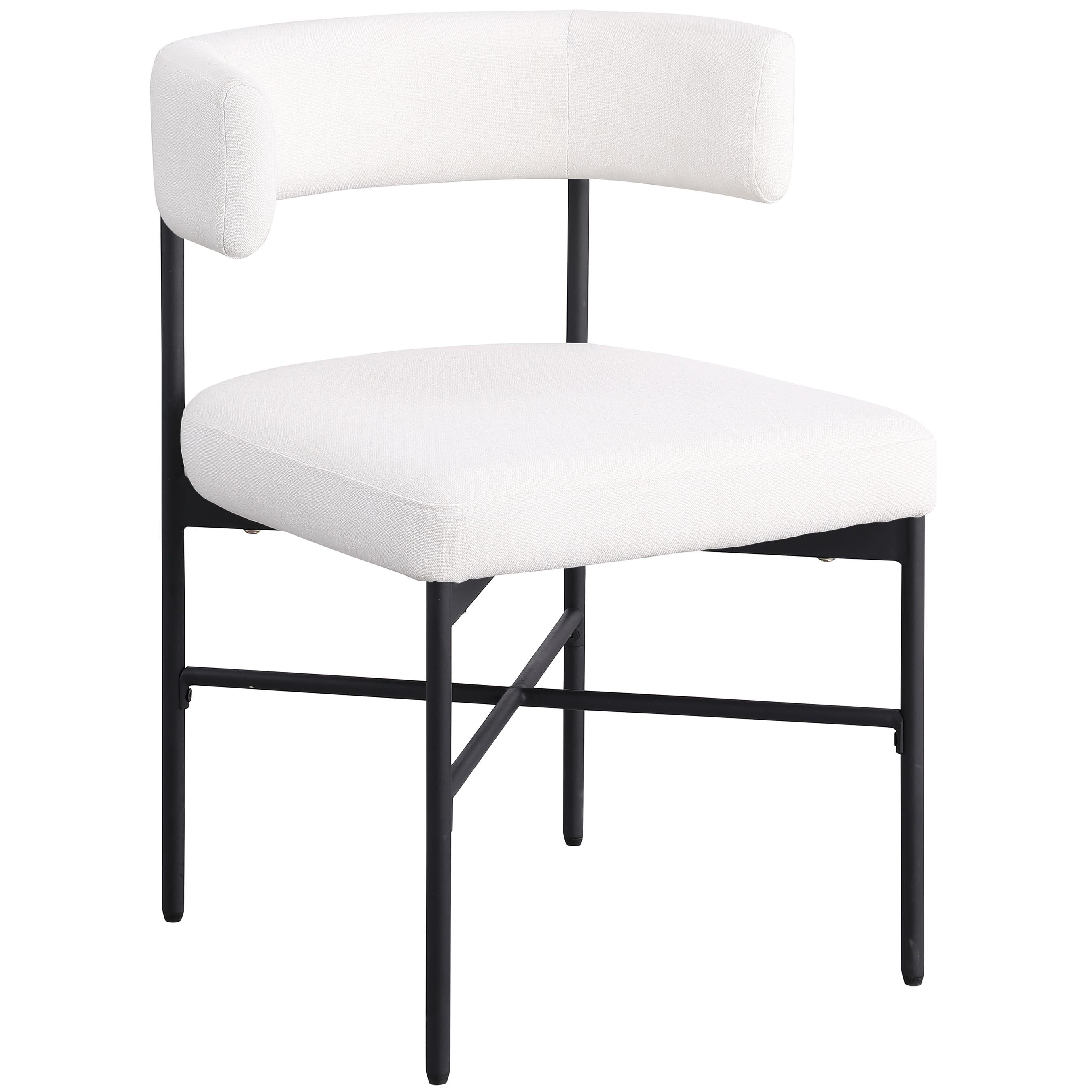 Meridian Rivage Cream Durable Linen Textured Fabric Dining Chair