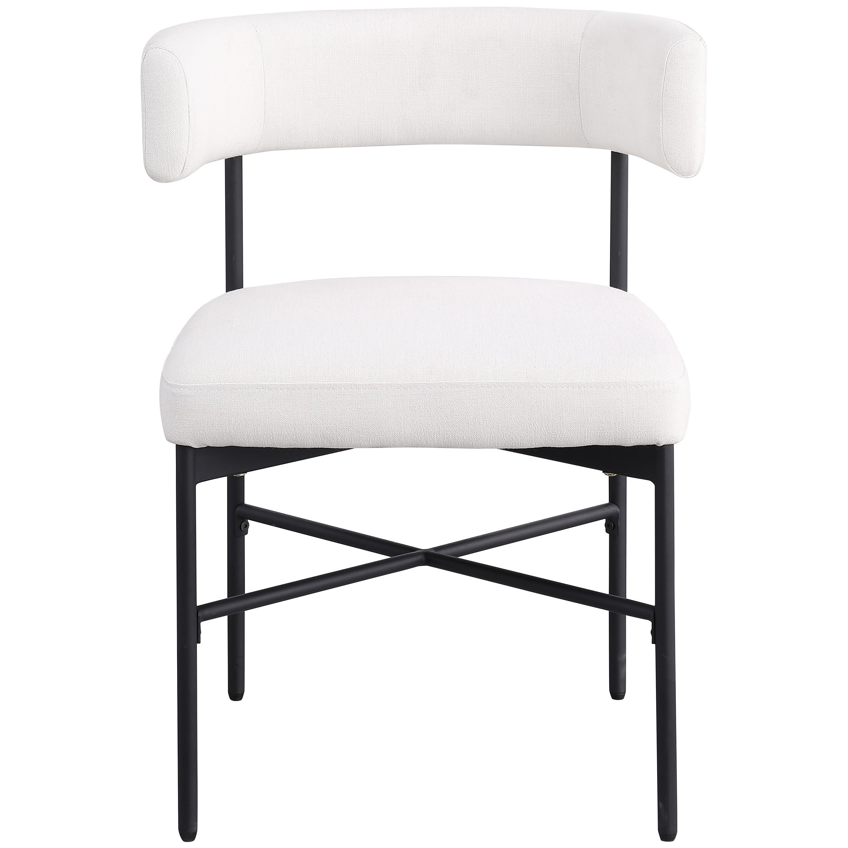 Meridian Rivage Cream Durable Linen Textured Fabric Dining Chair