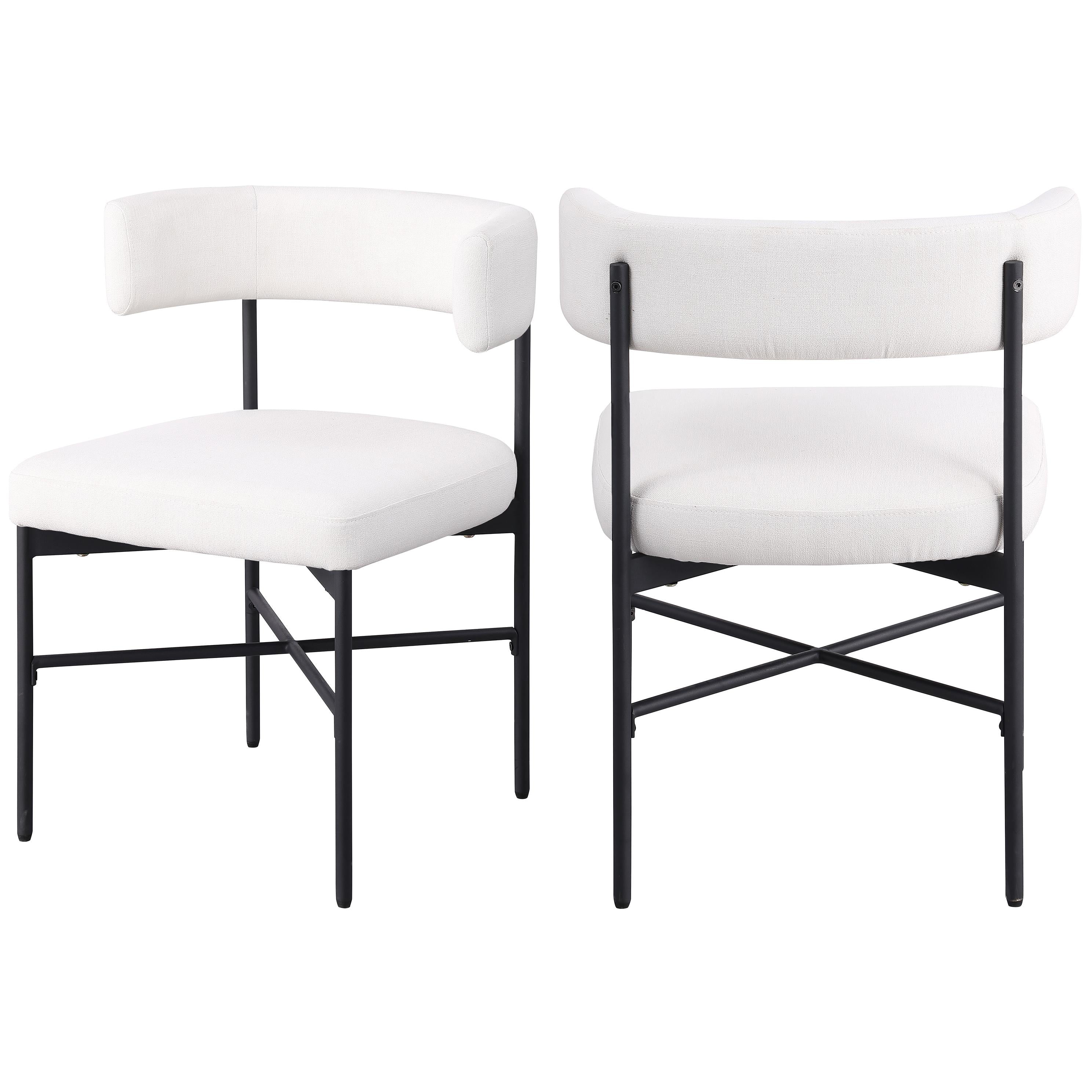 Meridian Rivage Cream Durable Linen Textured Fabric Dining Chair