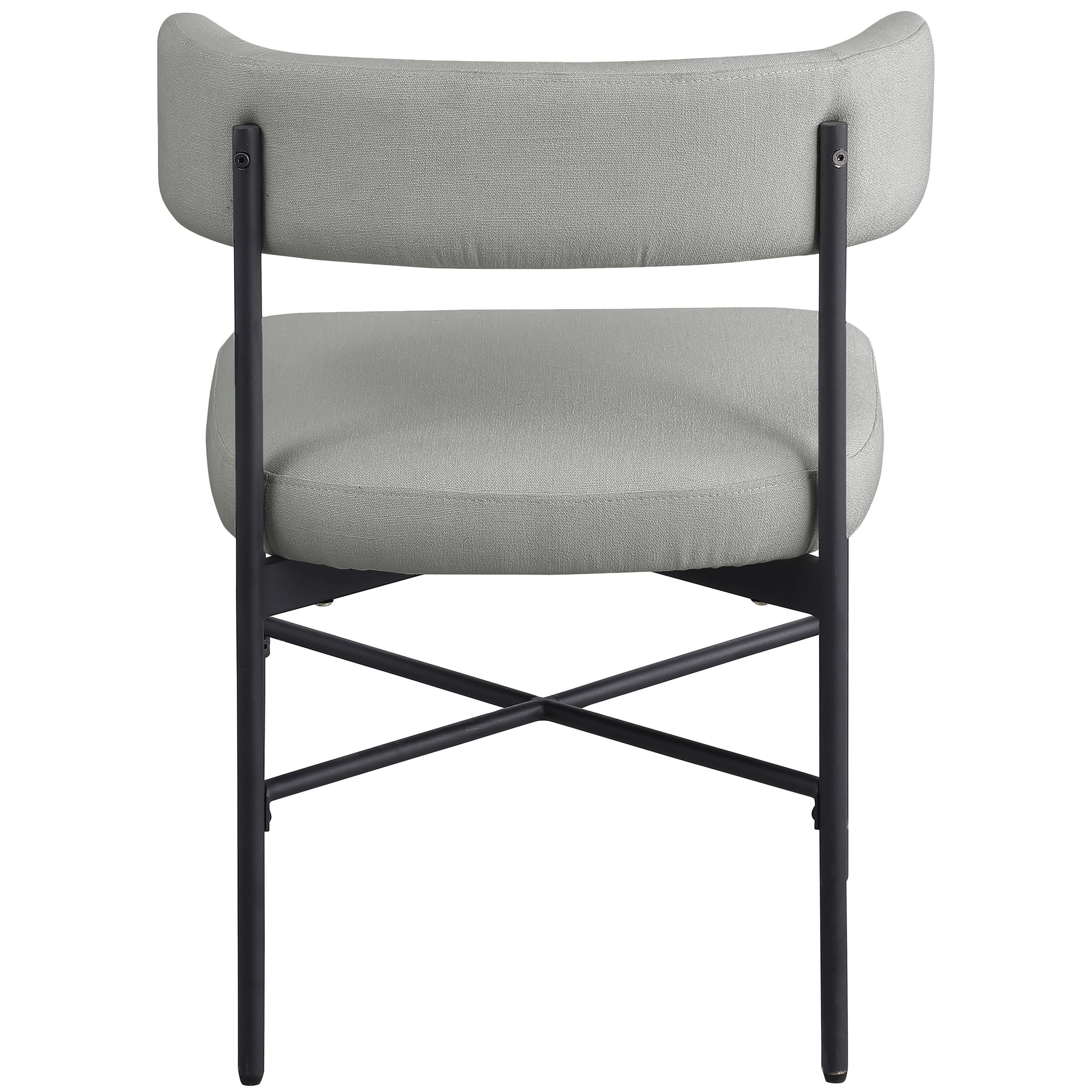 Meridian Rivage Light Grey Durable Linen Textured Fabric Dining Chair