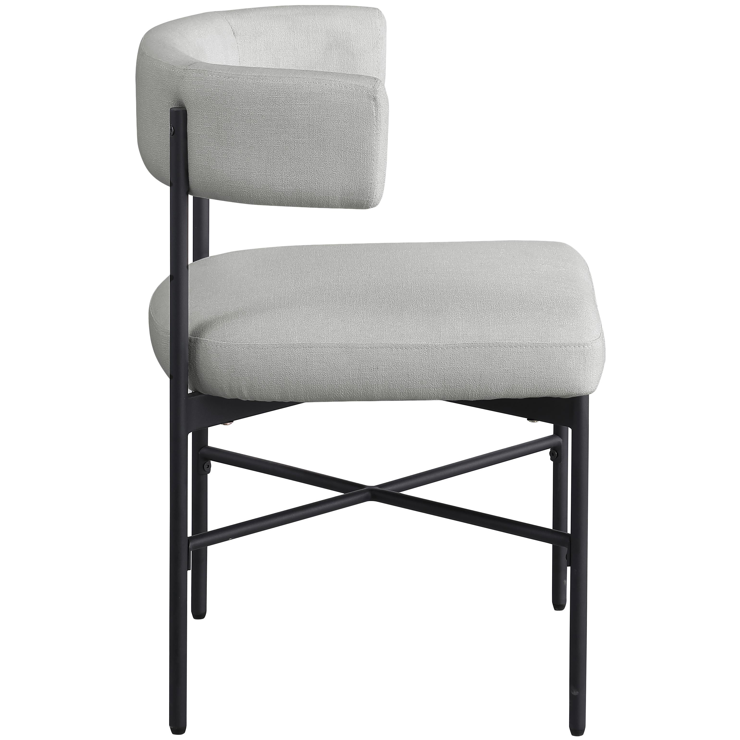 Meridian Rivage Light Grey Durable Linen Textured Fabric Dining Chair