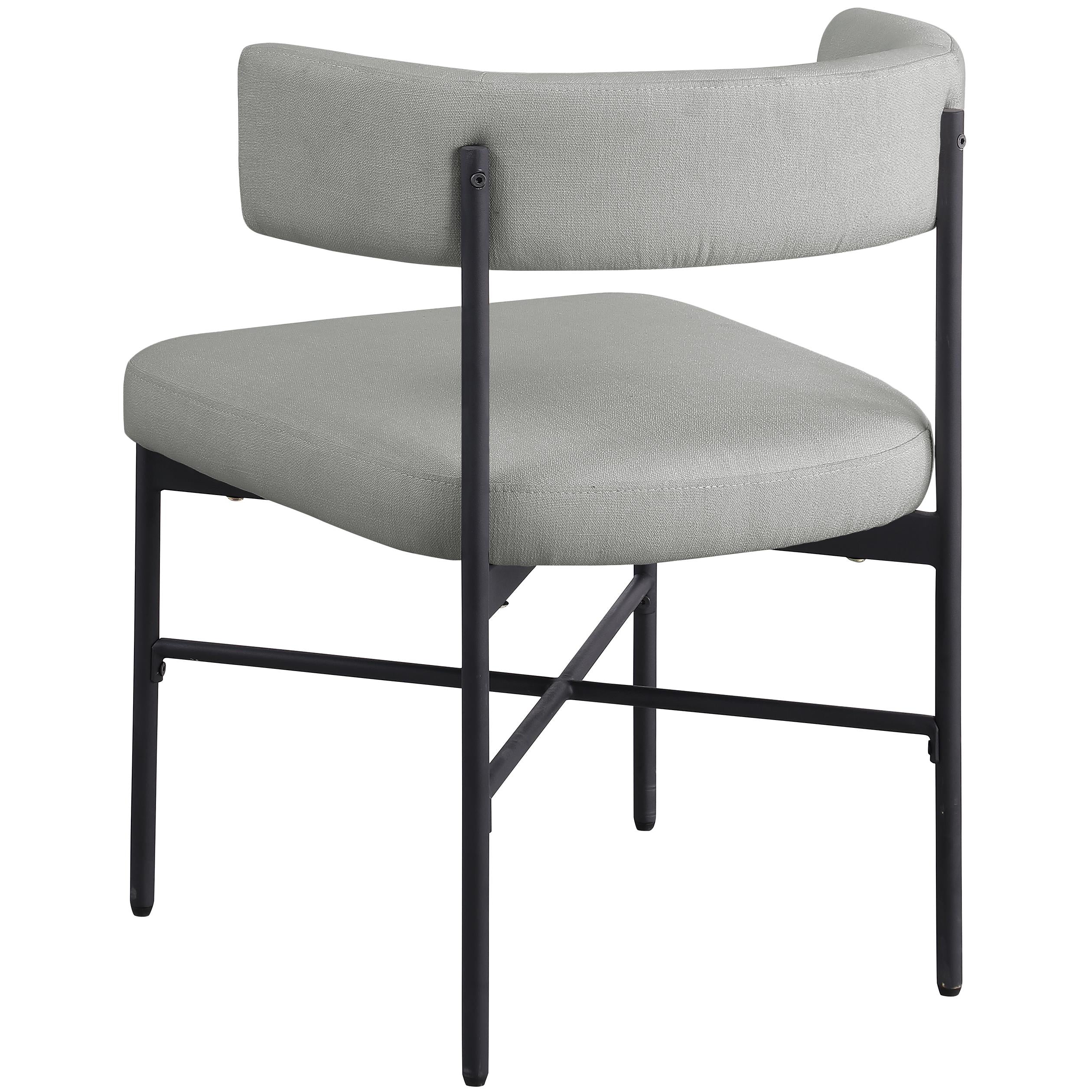 Meridian Rivage Light Grey Durable Linen Textured Fabric Dining Chair