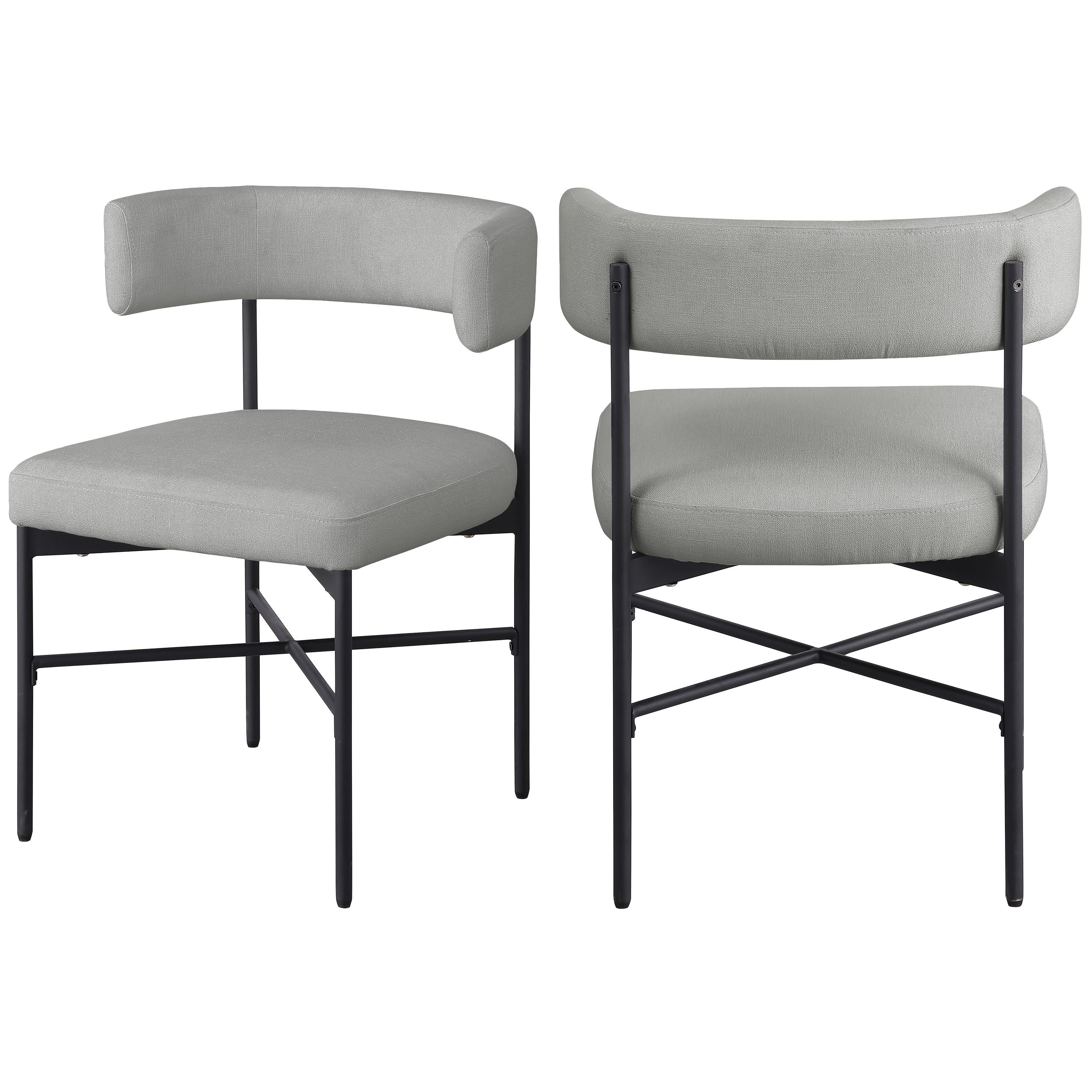 Meridian Rivage Light Grey Durable Linen Textured Fabric Dining Chair