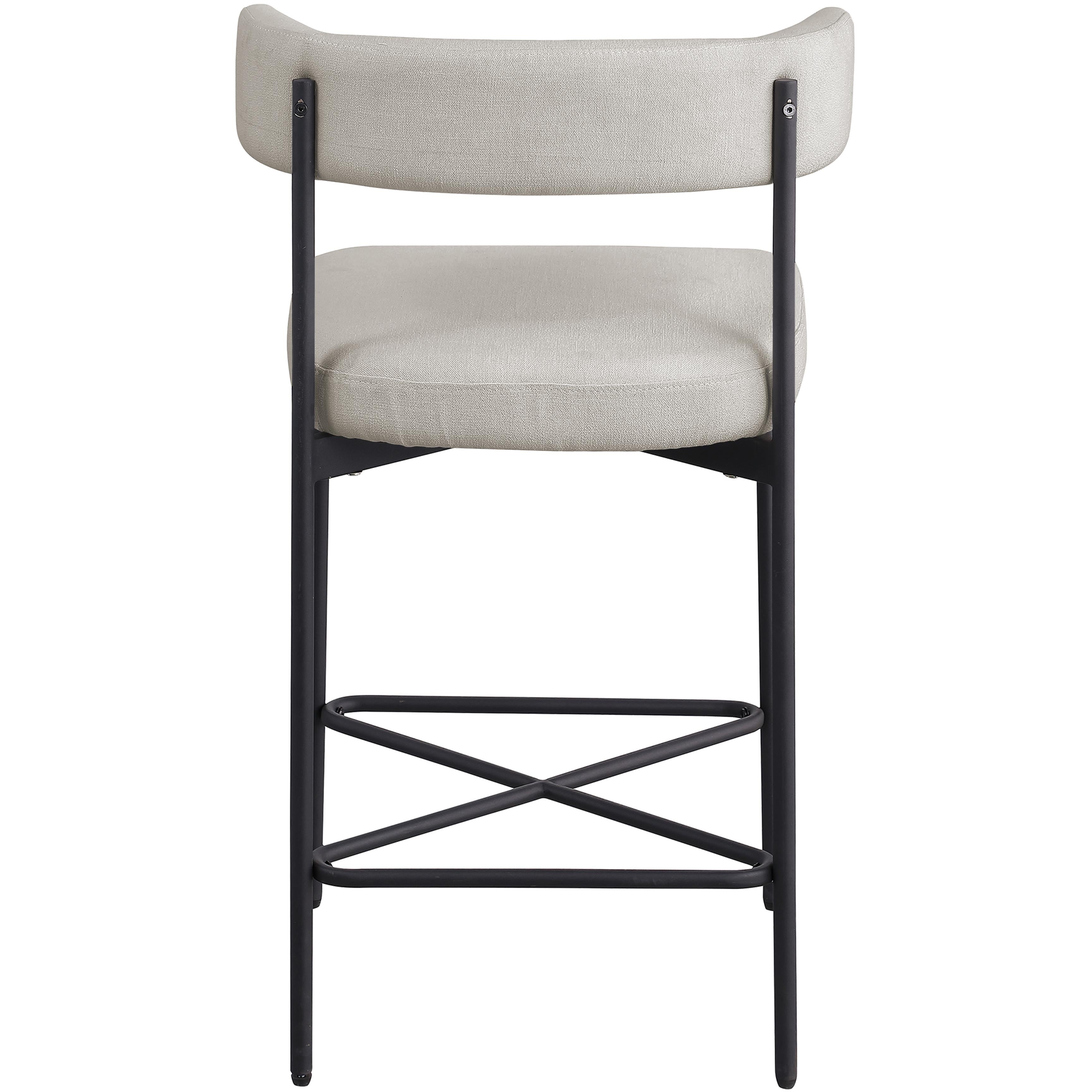 Meridian Rivage Beige Durable Linen Textured Fabric Stool