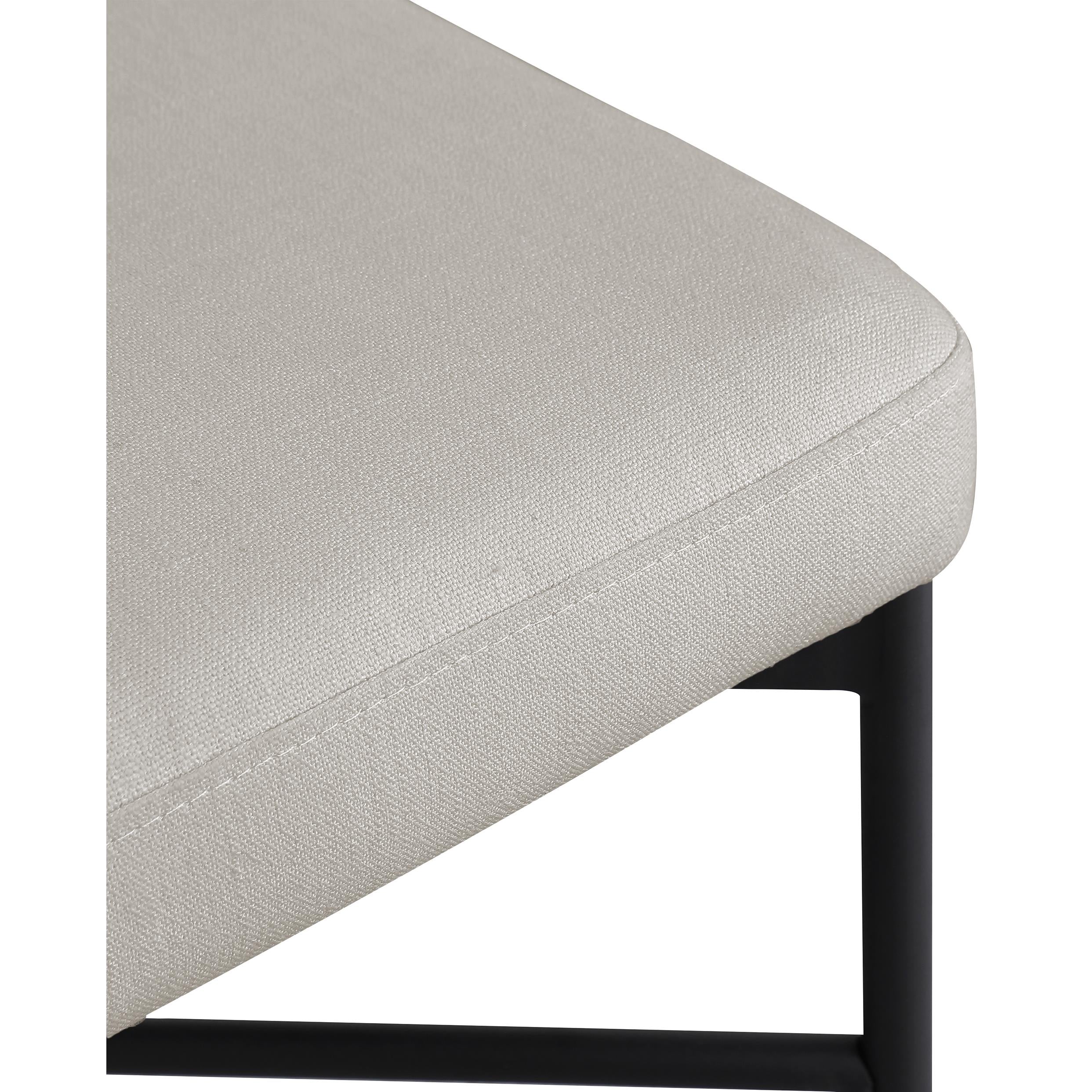 Meridian Rivage Beige Durable Linen Textured Fabric Stool