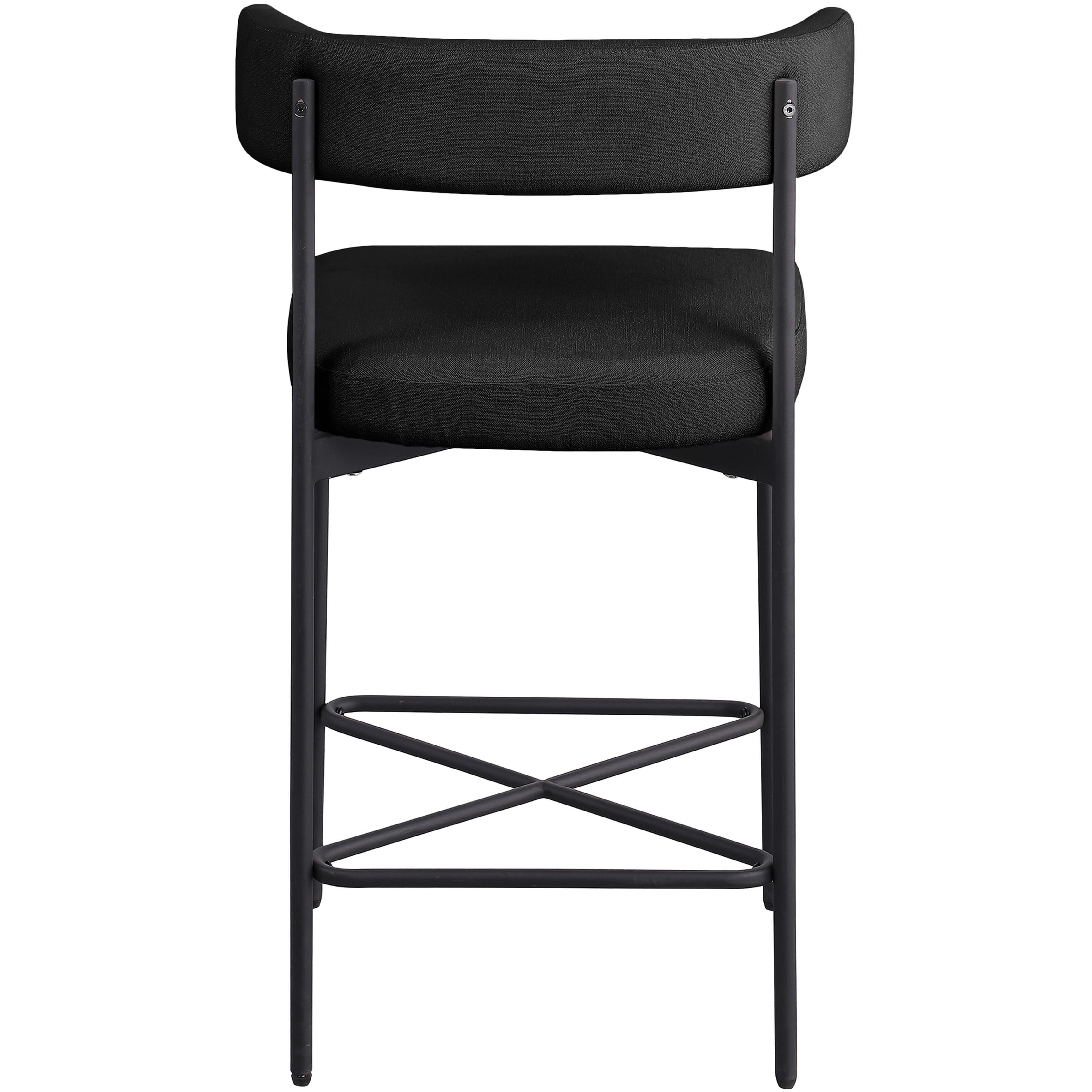 Meridian Rivage Black Durable Linen Textured Fabric Stool