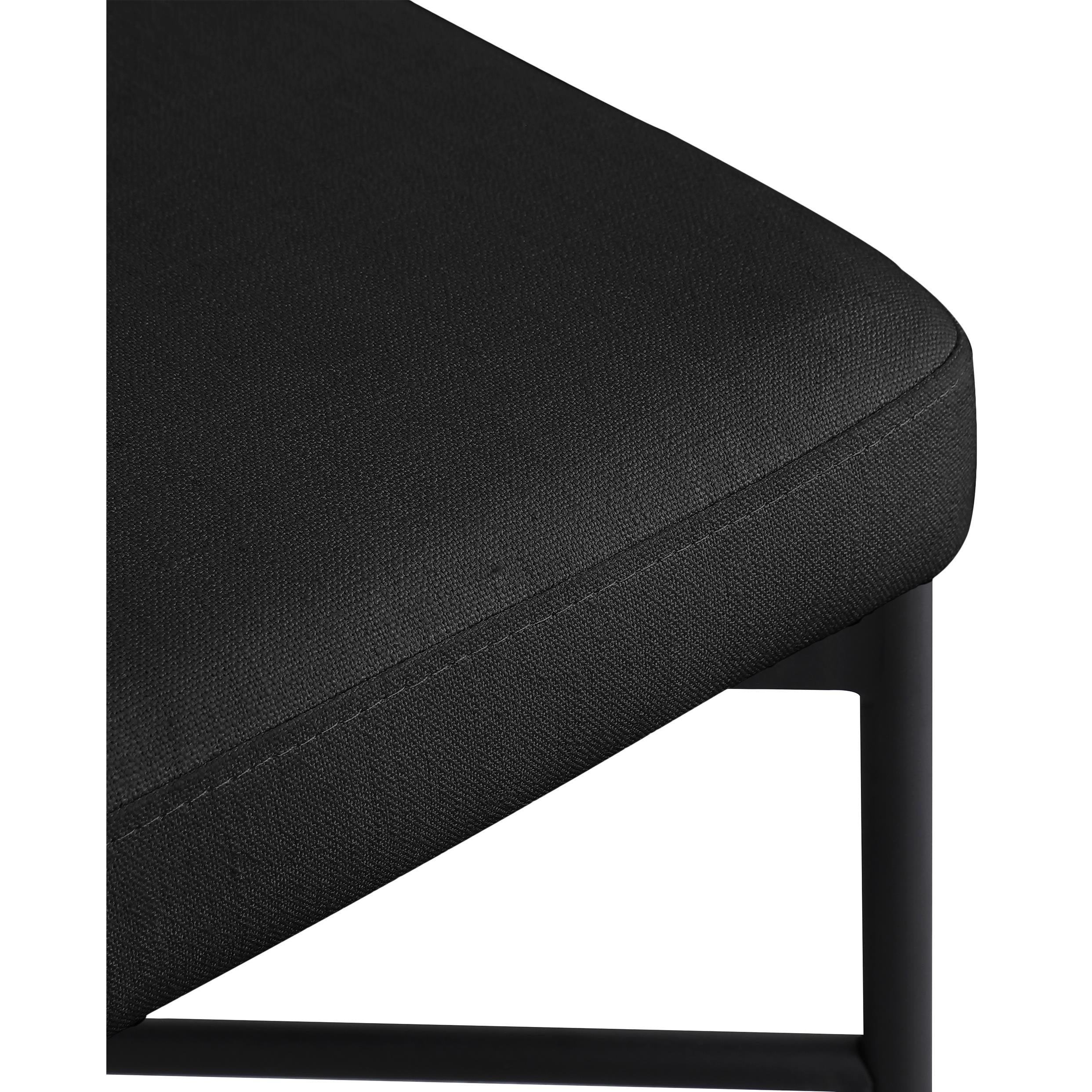 Meridian Rivage Black Durable Linen Textured Fabric Stool