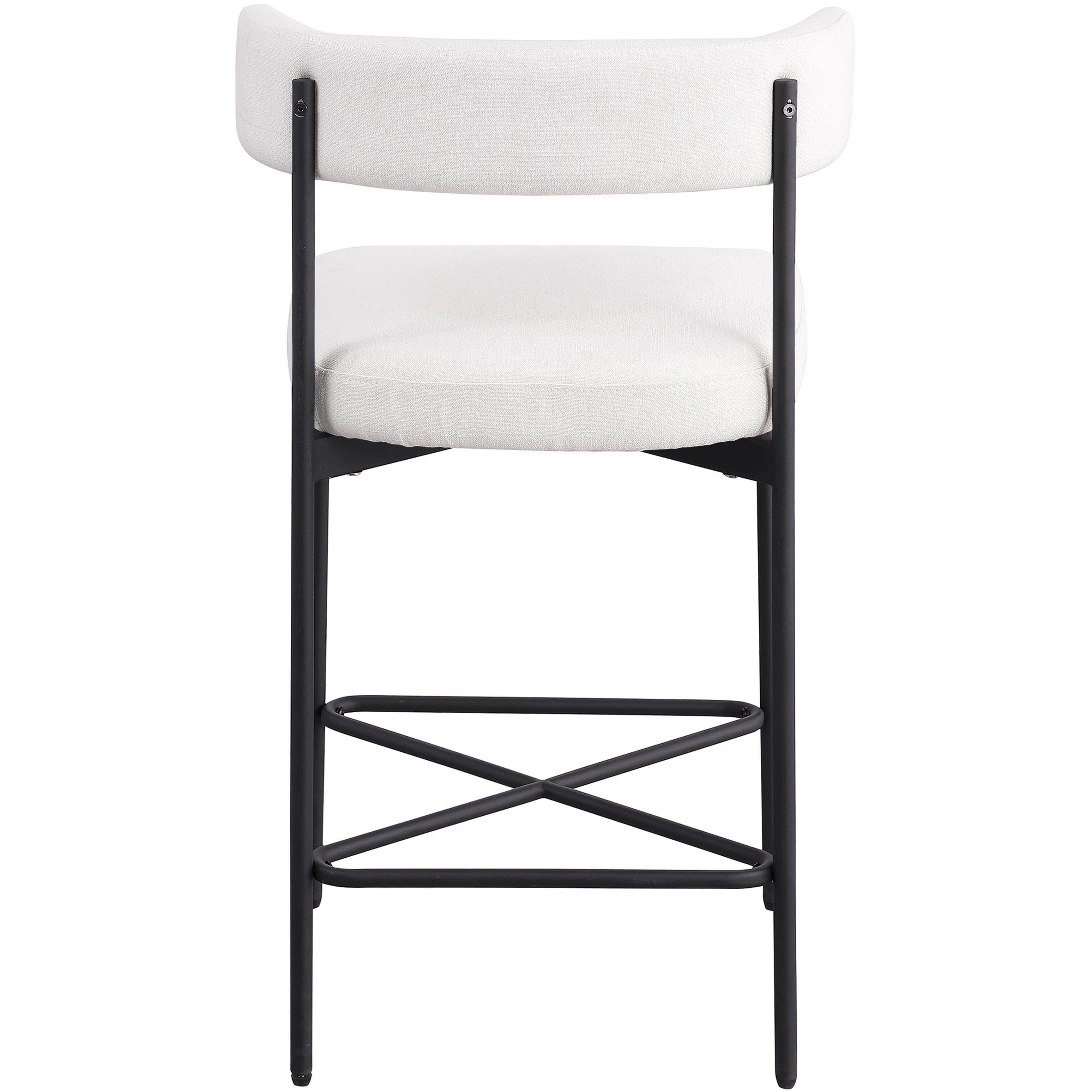 Meridian Rivage Cream Durable Linen Textured Fabric Stool