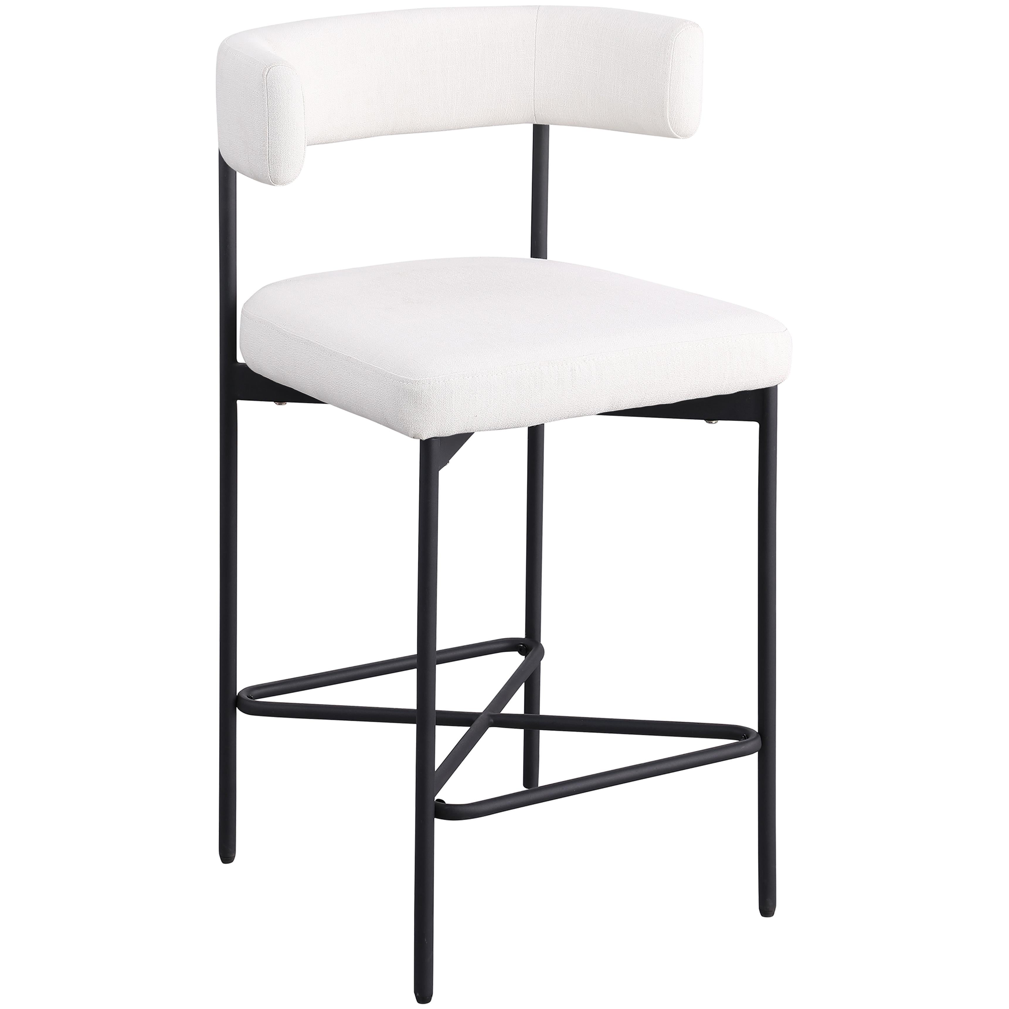 Meridian Rivage Cream Durable Linen Textured Fabric Stool