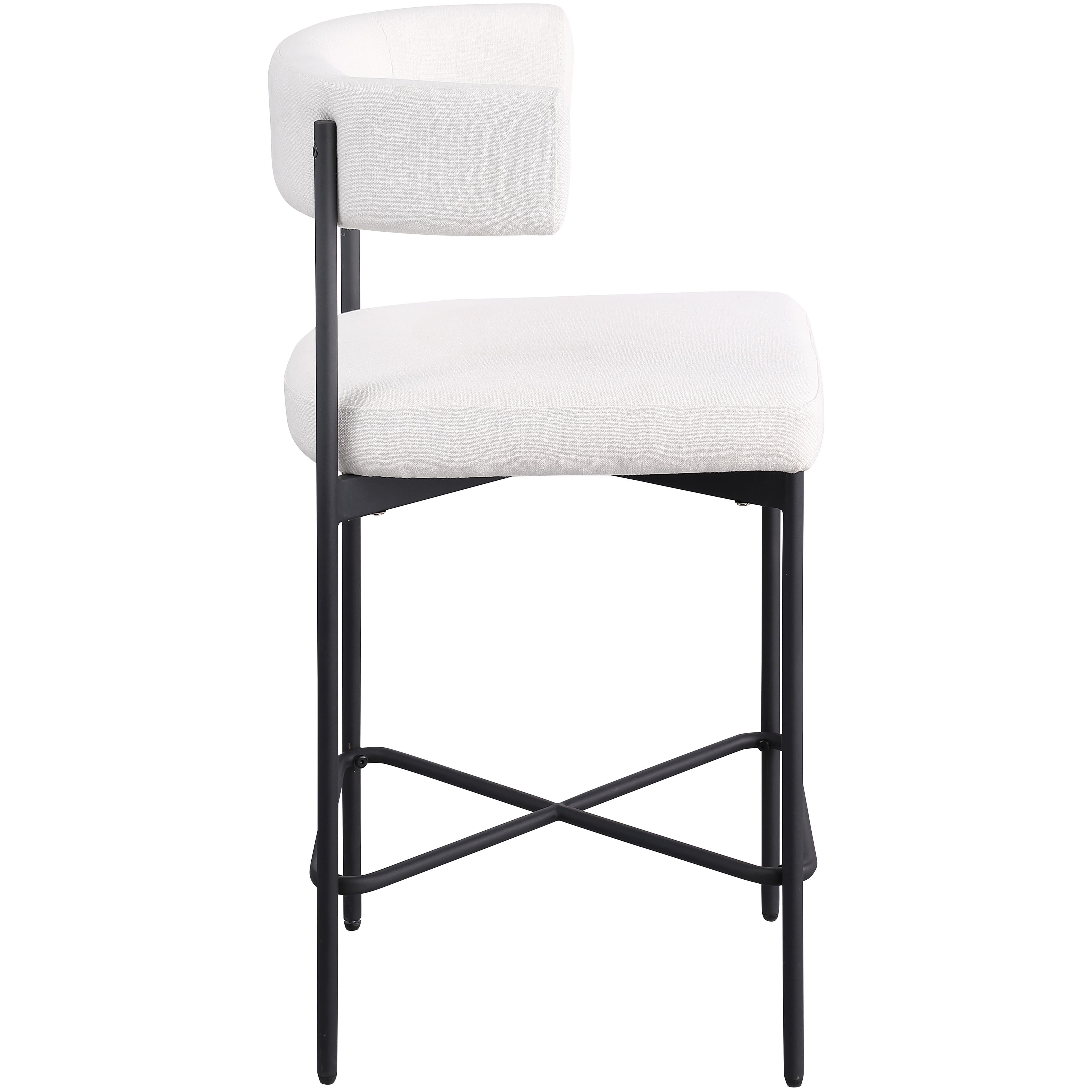 Meridian Rivage Cream Durable Linen Textured Fabric Stool