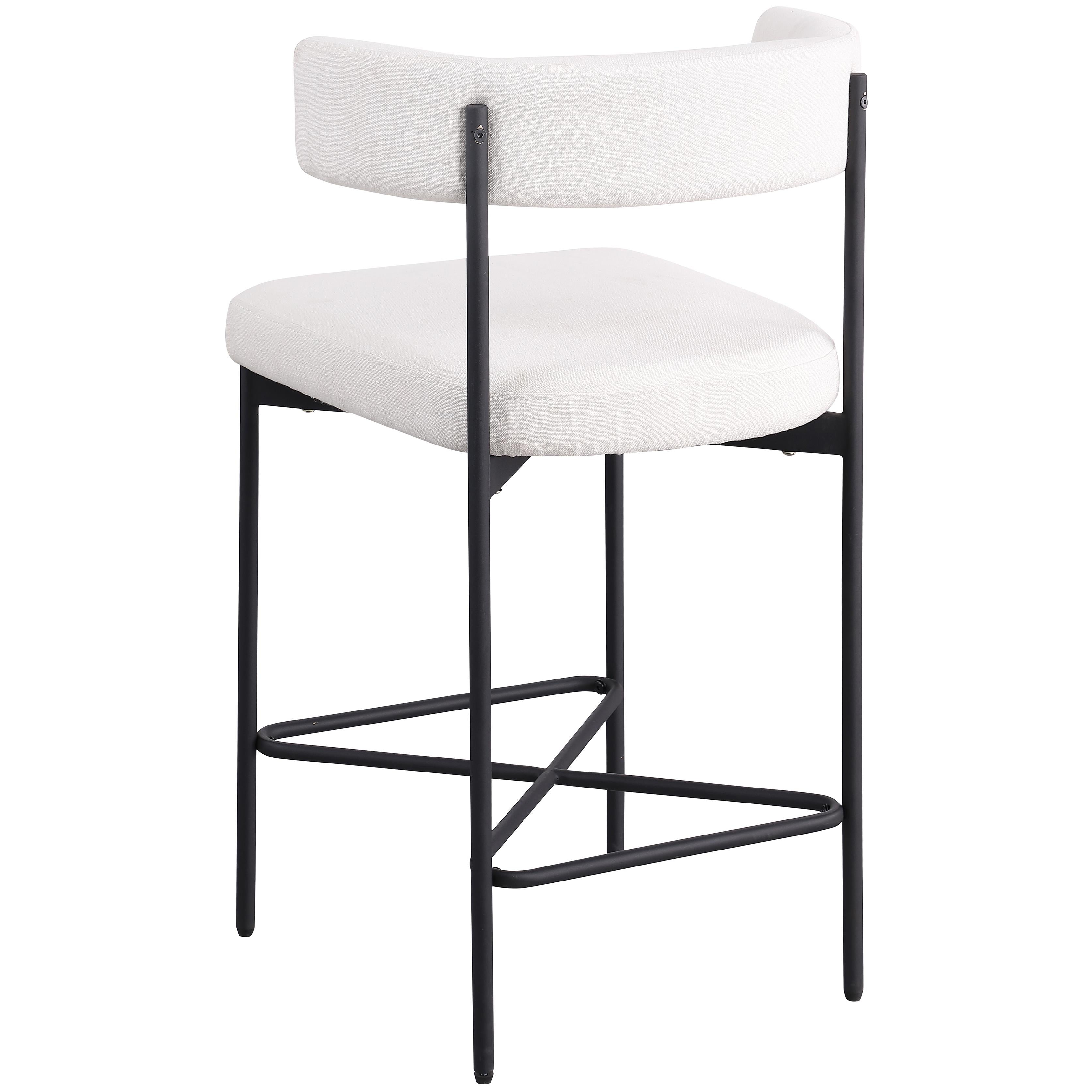 Meridian Rivage Cream Durable Linen Textured Fabric Stool