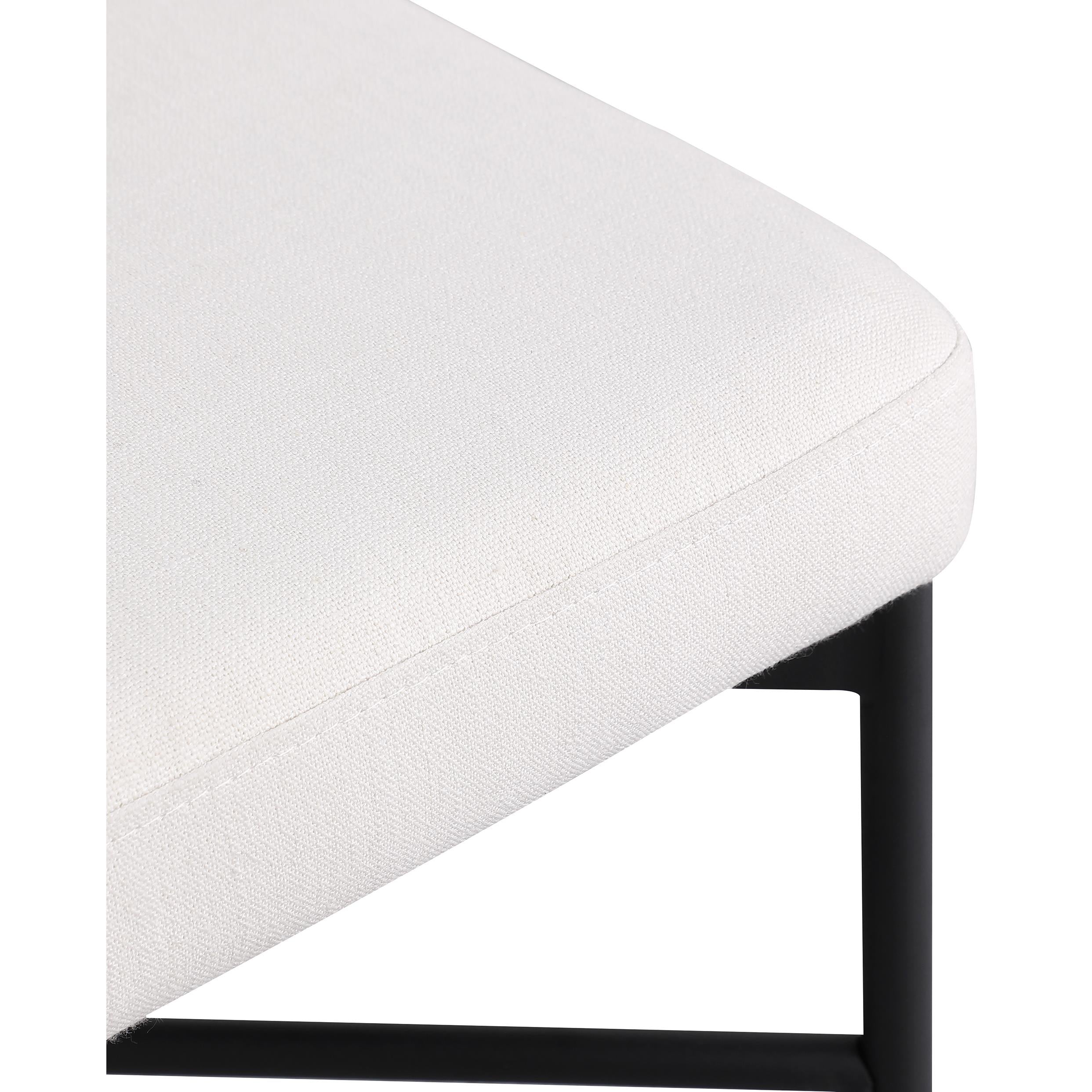 Meridian Rivage Cream Durable Linen Textured Fabric Stool