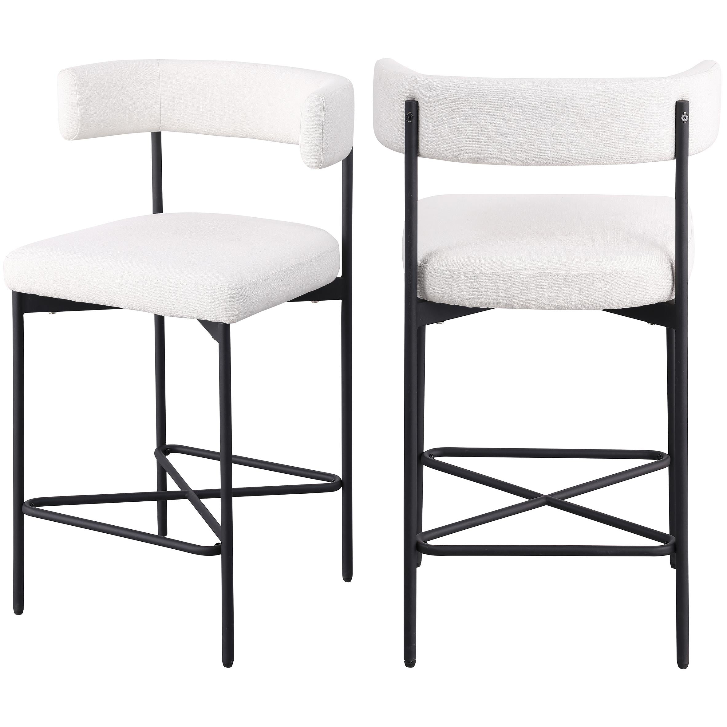 Meridian Rivage Cream Durable Linen Textured Fabric Stool