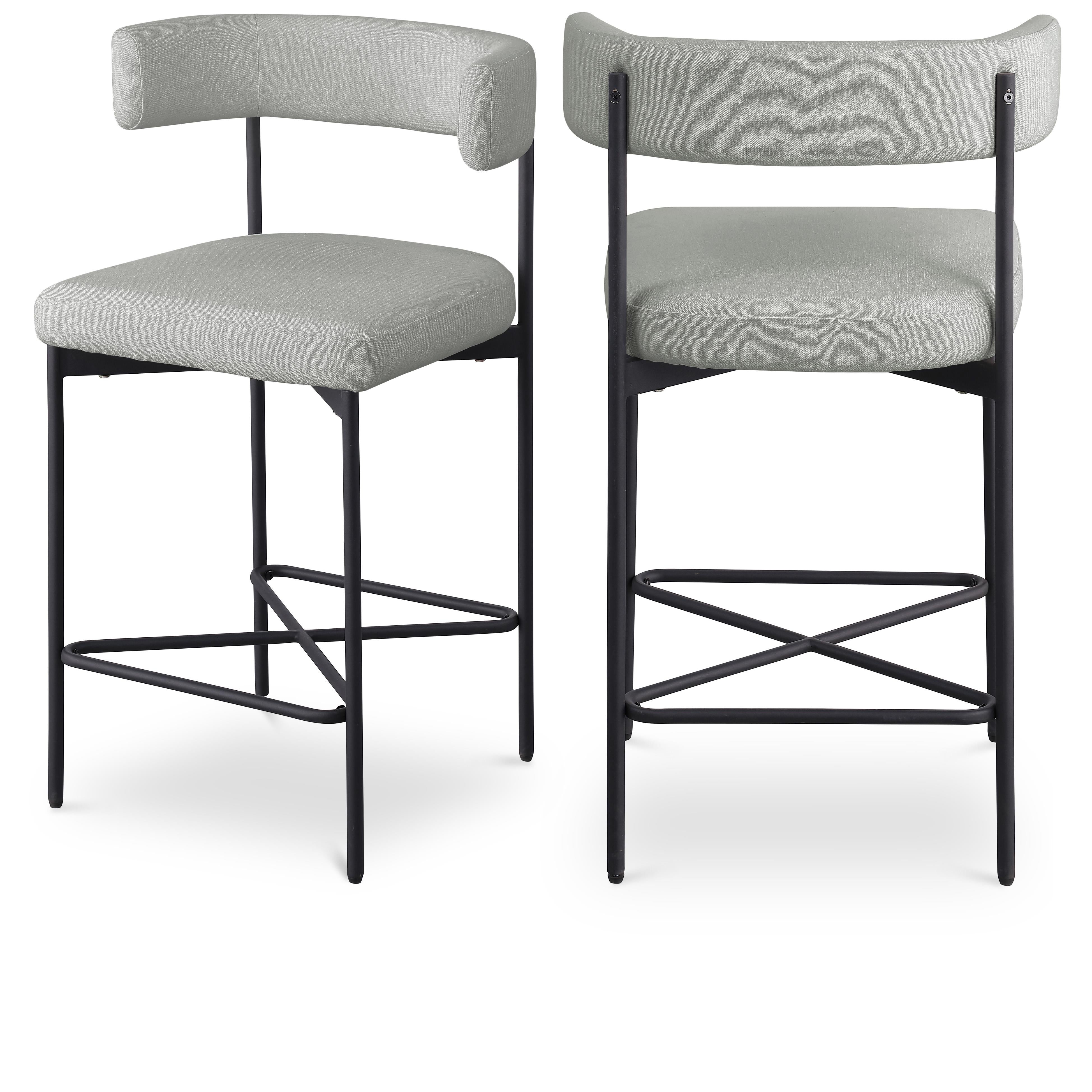 Meridian Rivage Light Grey Durable Linen Textured Fabric Stool