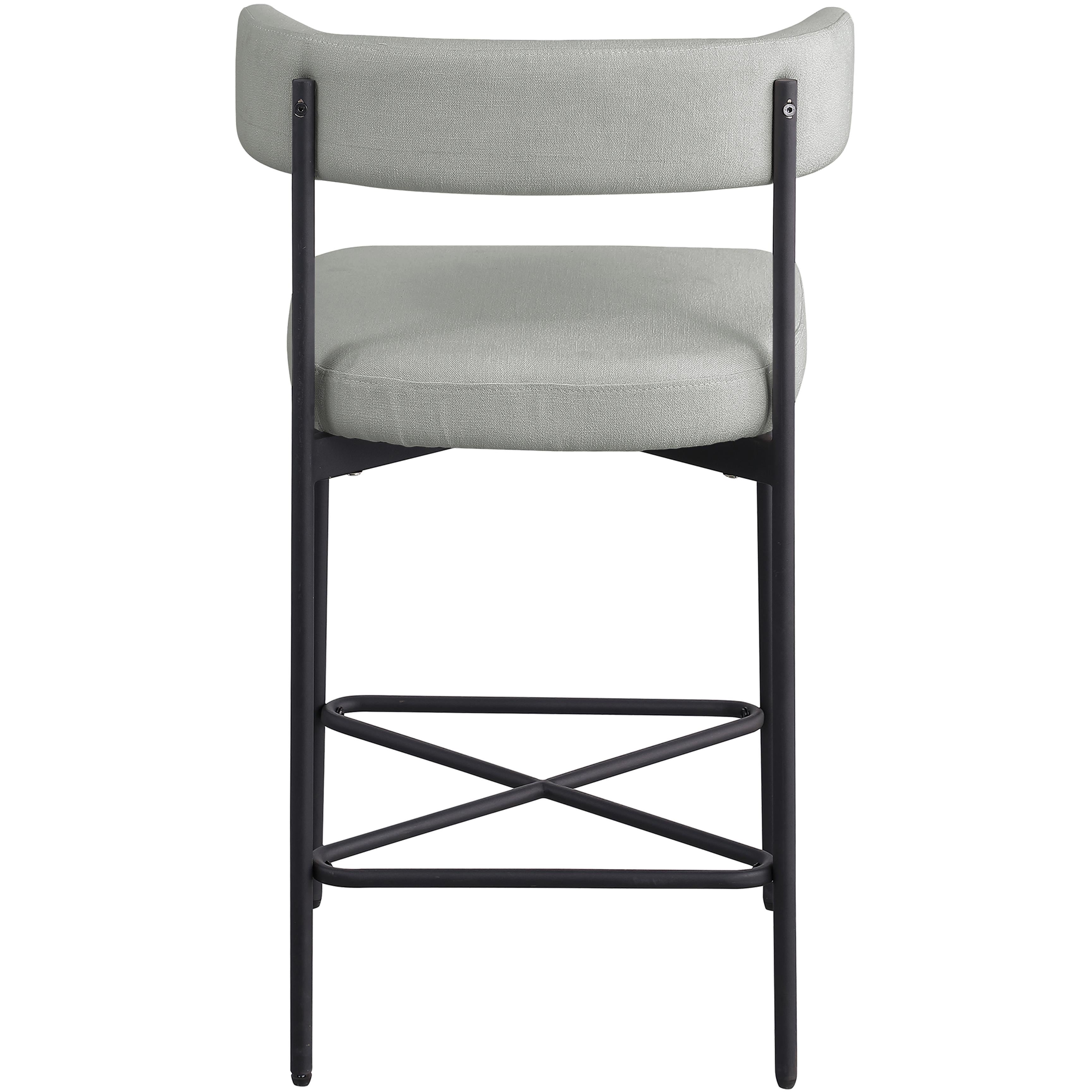 Meridian Rivage Light Grey Durable Linen Textured Fabric Stool