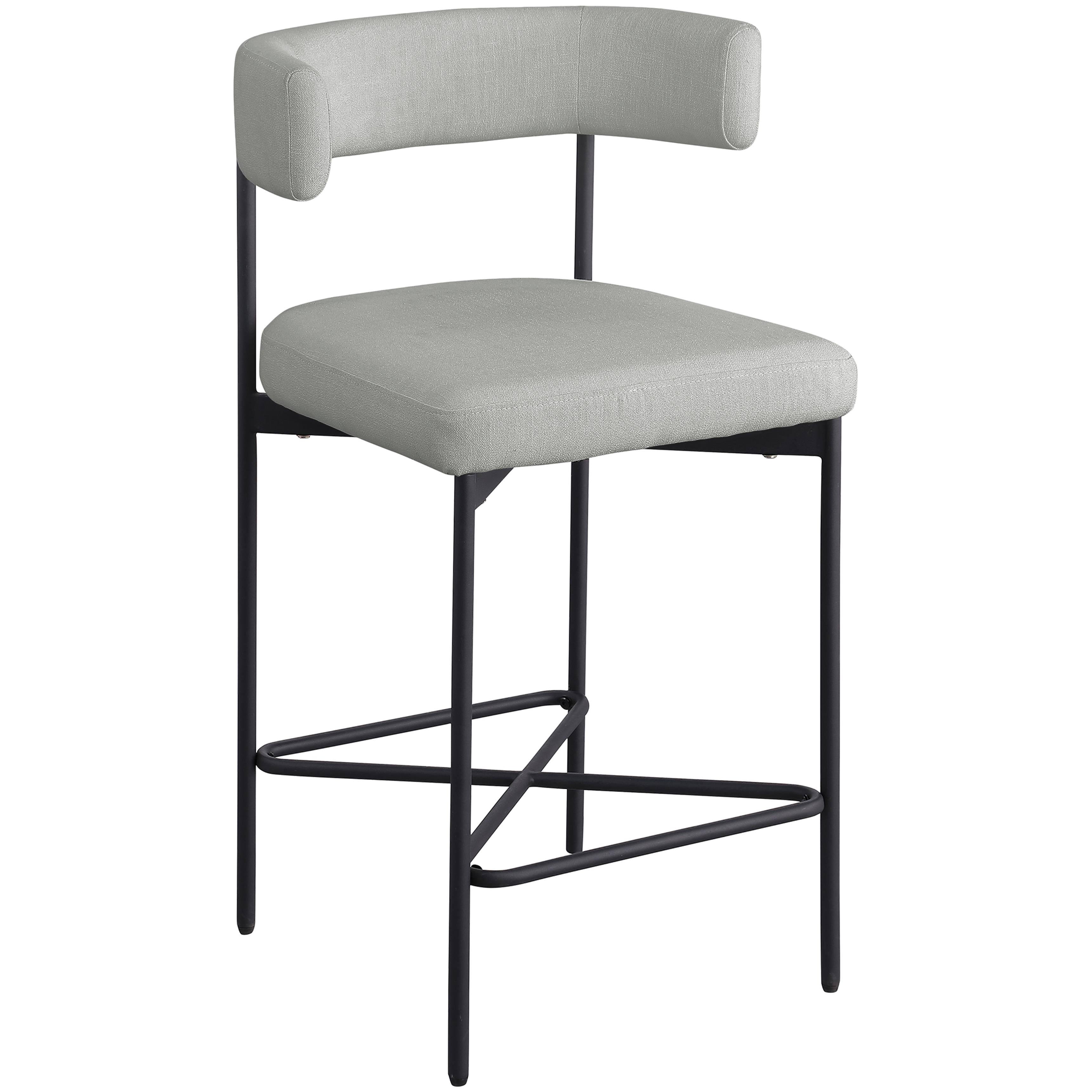 Meridian Rivage Light Grey Durable Linen Textured Fabric Stool