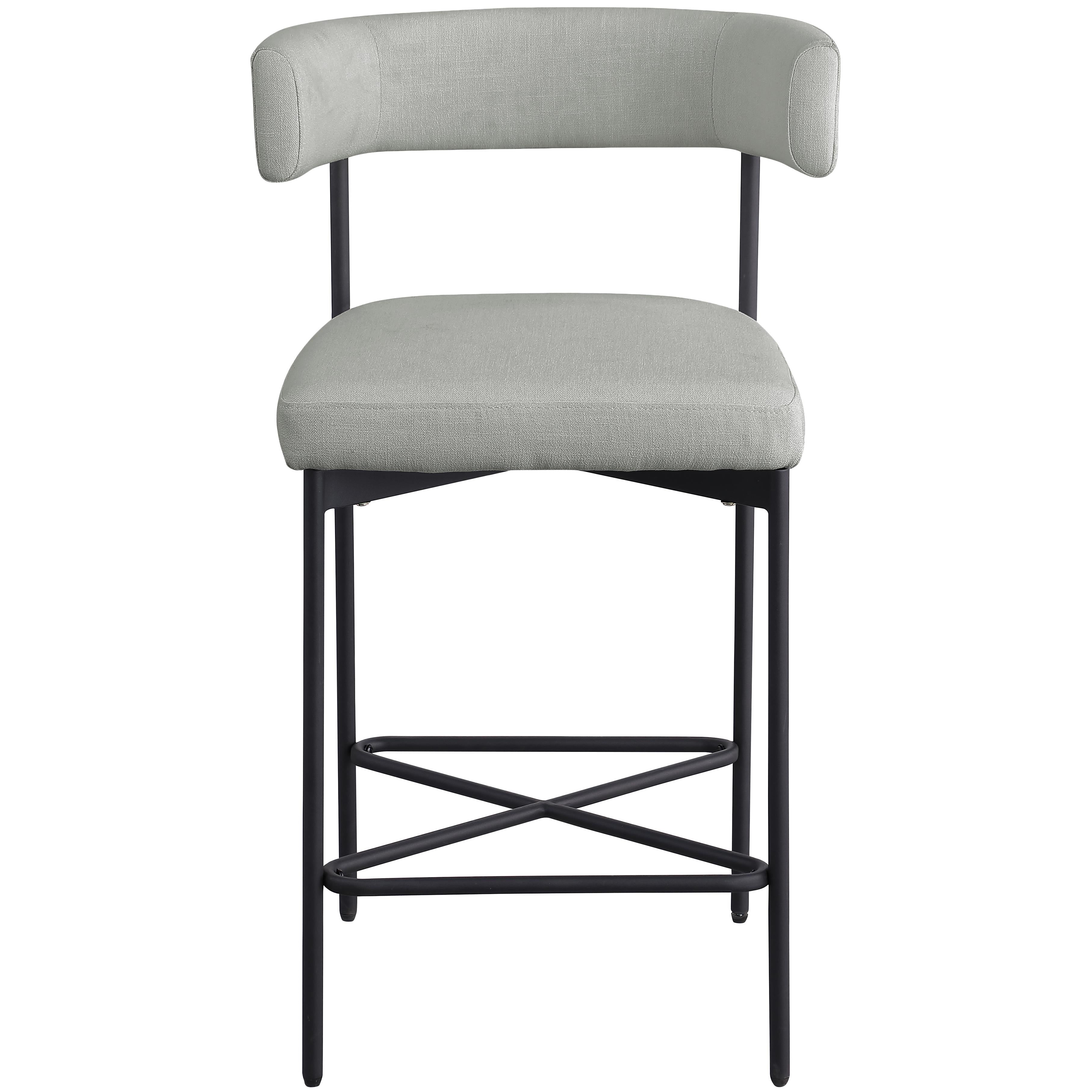 Meridian Rivage Light Grey Durable Linen Textured Fabric Stool