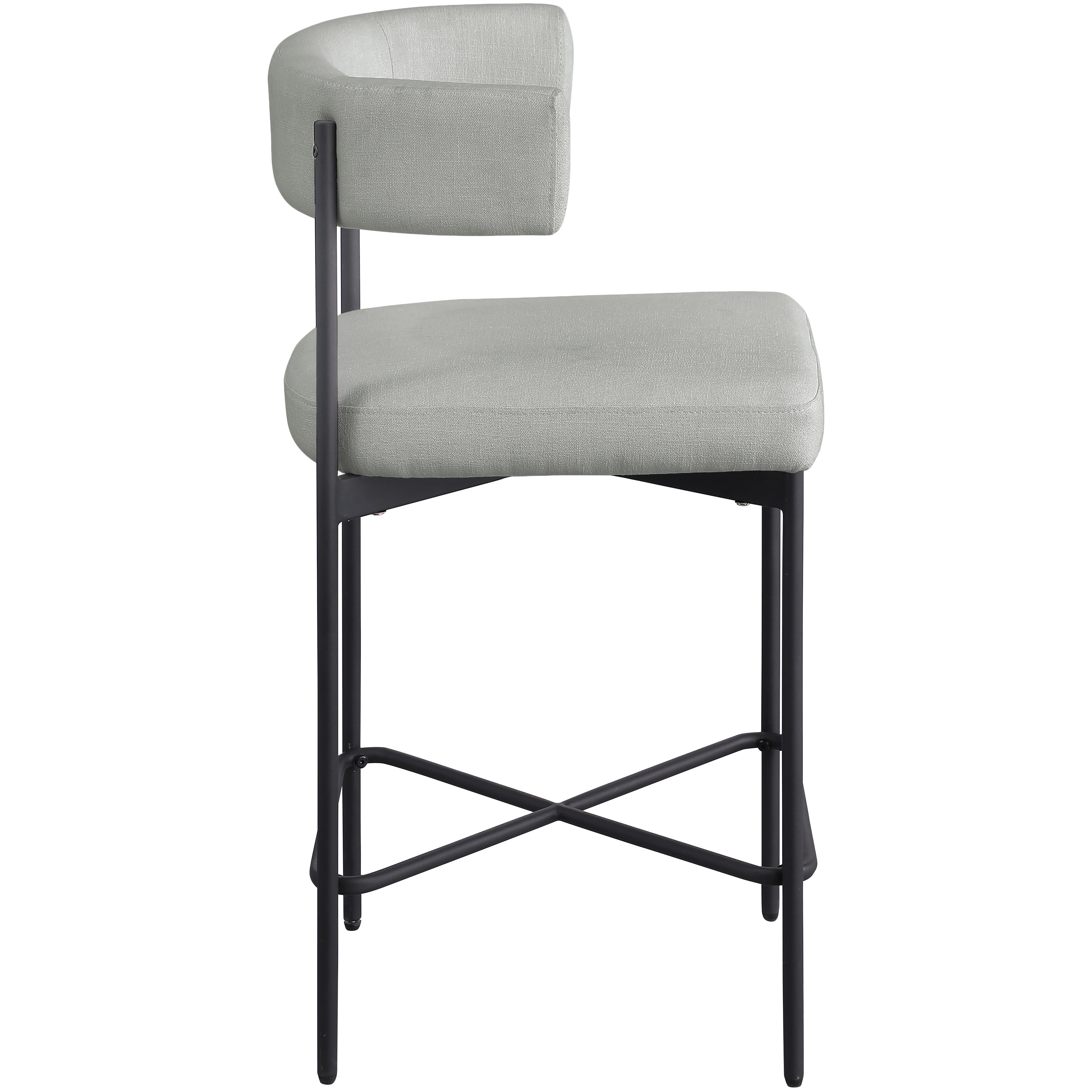 Meridian Rivage Light Grey Durable Linen Textured Fabric Stool