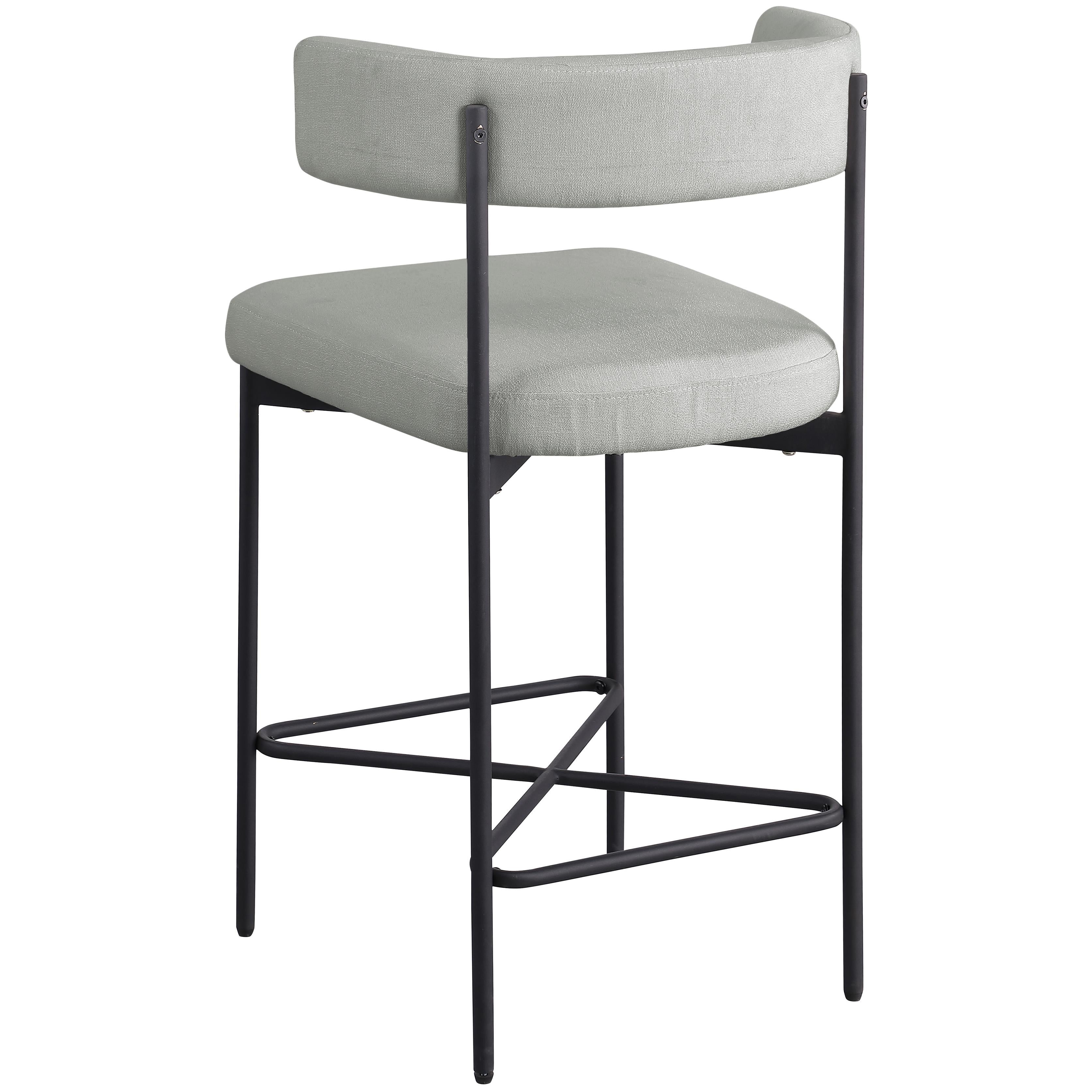 Meridian Rivage Light Grey Durable Linen Textured Fabric Stool