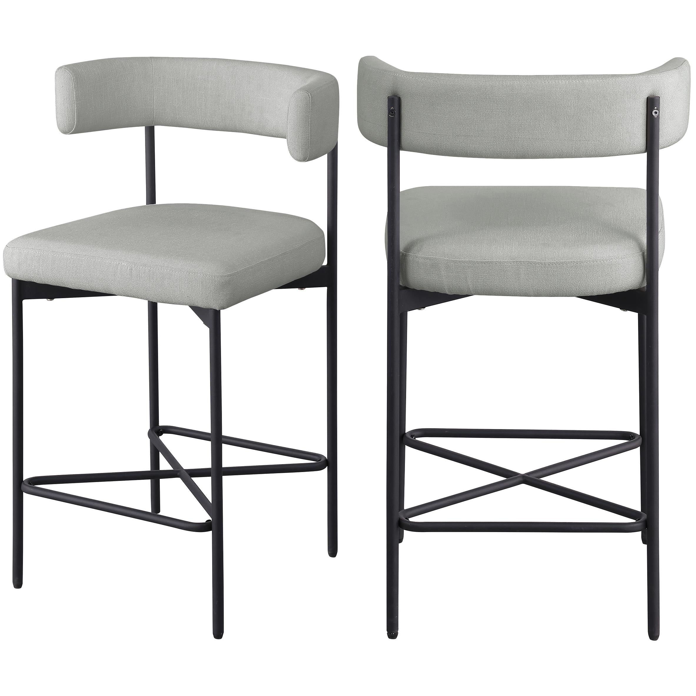 Meridian Rivage Light Grey Durable Linen Textured Fabric Stool