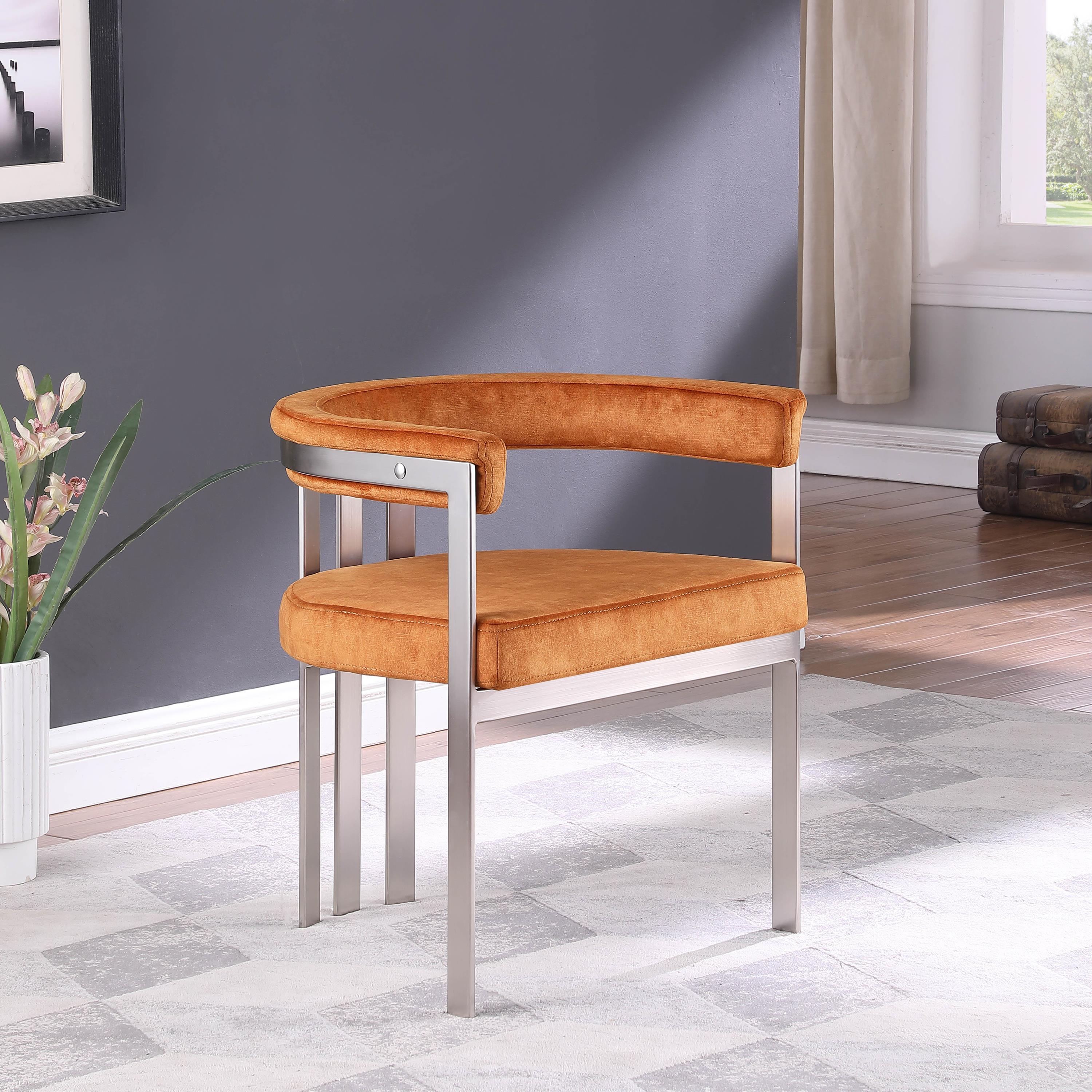 Meridian Marcello Cognac Velvet Dining Chair